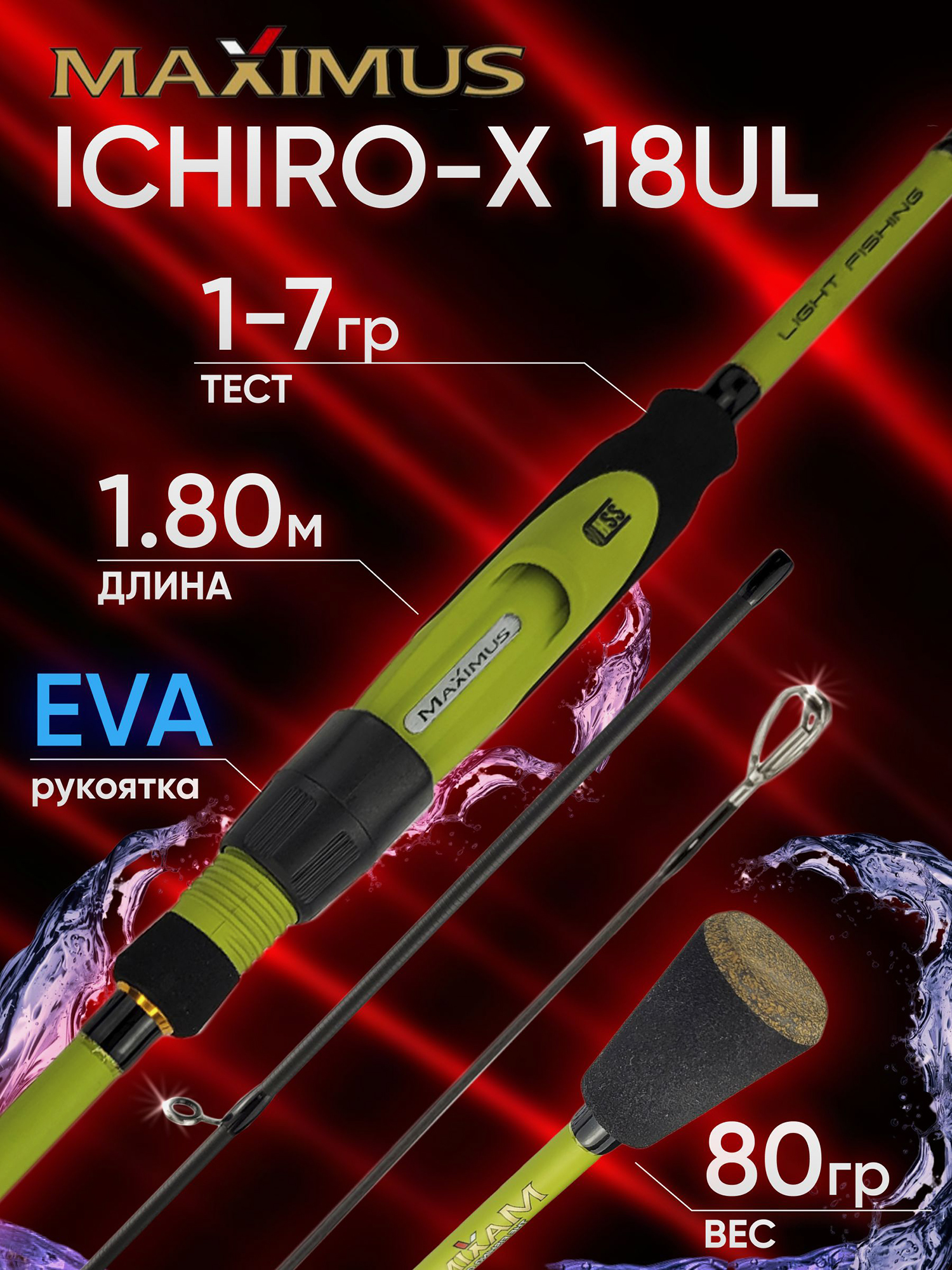 Изображение товара Спиннинг Maximus ICHIRO-X 18UL Ультралайтовый 1.8м 1-7гр