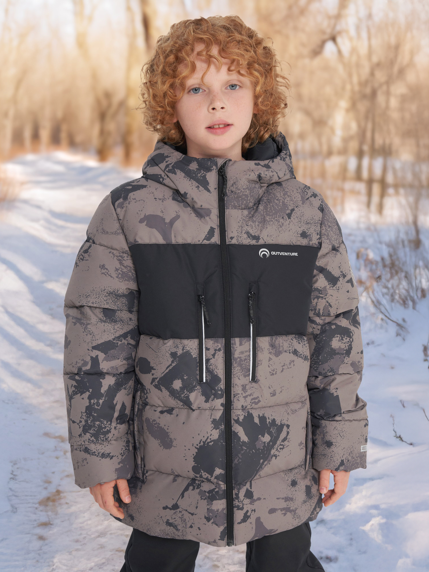 Изображение товара Пуховик для мальчиков Outventure бежевый утепленный водонепроницаемый зимний