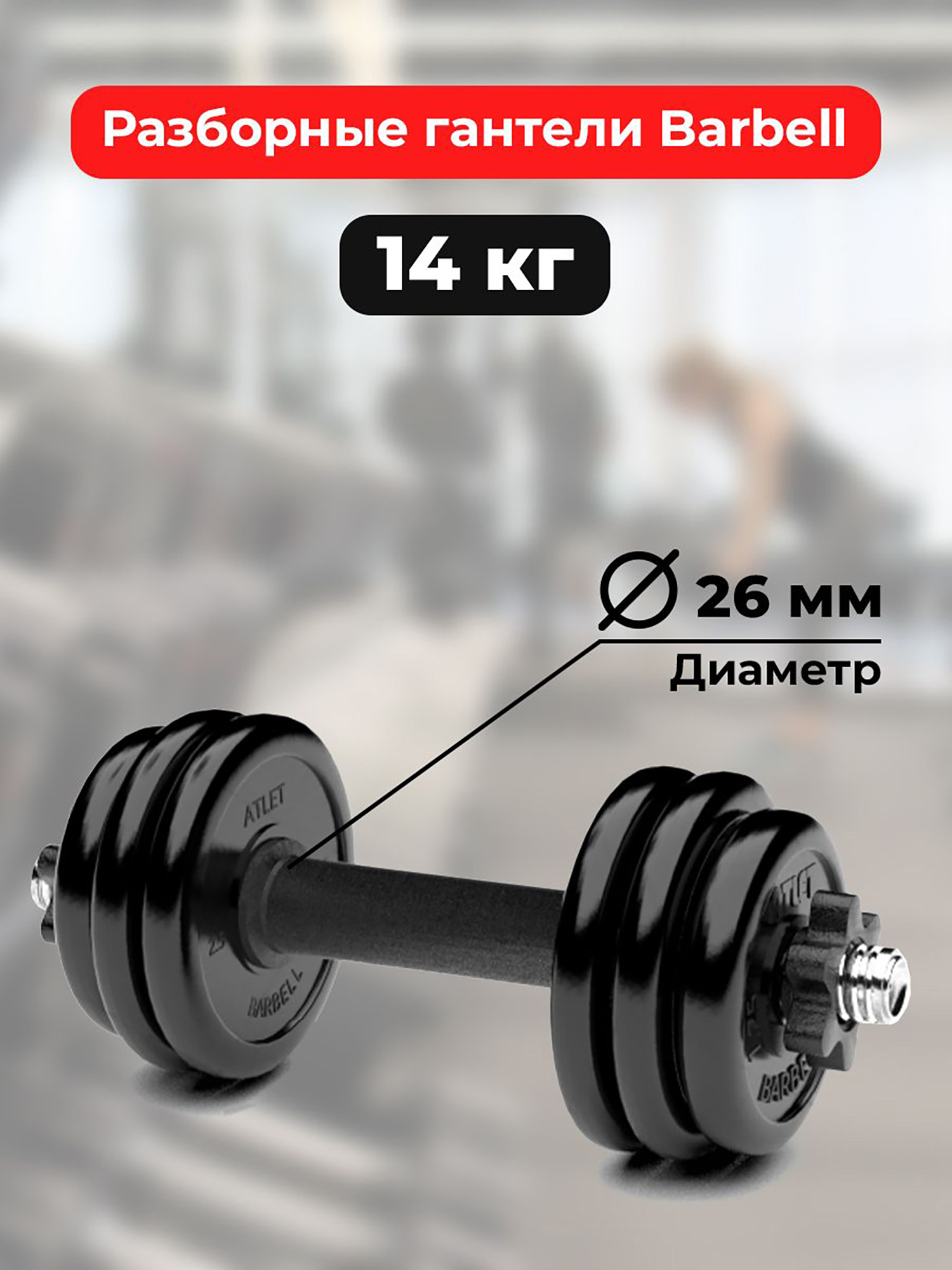 

Гантель разборная MB Barbell MB-FdbM-At14 14кг, Черный