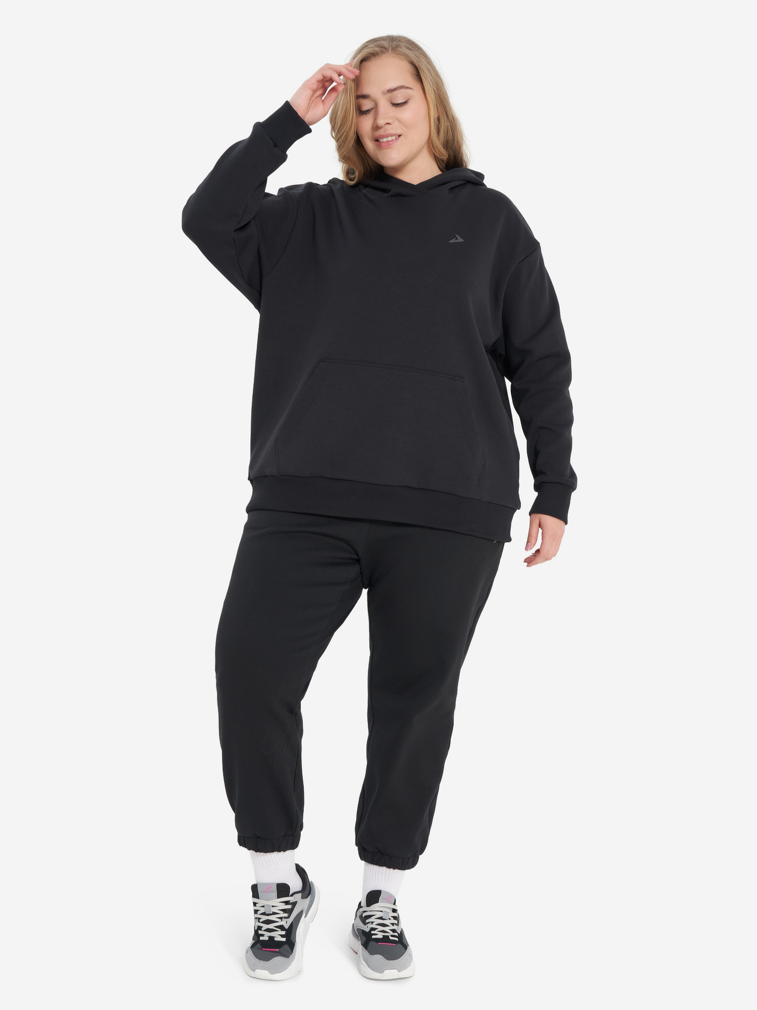 фото Худи женское demix, plus size, черный