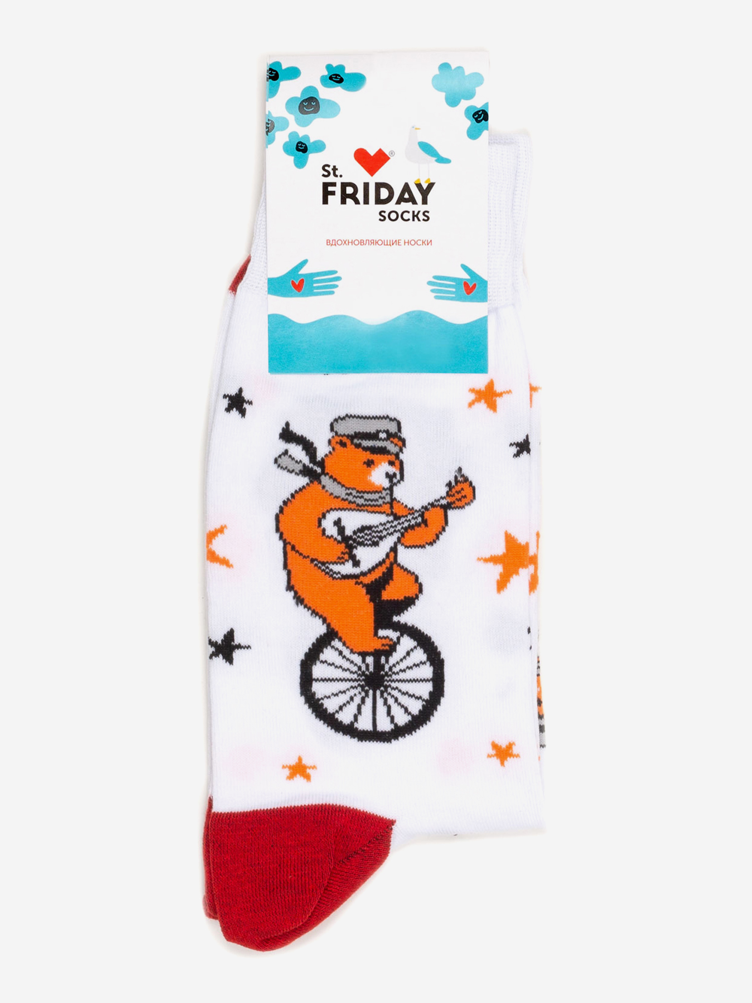 

Носки с рисунками St.Friday Socks, Ехали медведи на велосипеде, Белый