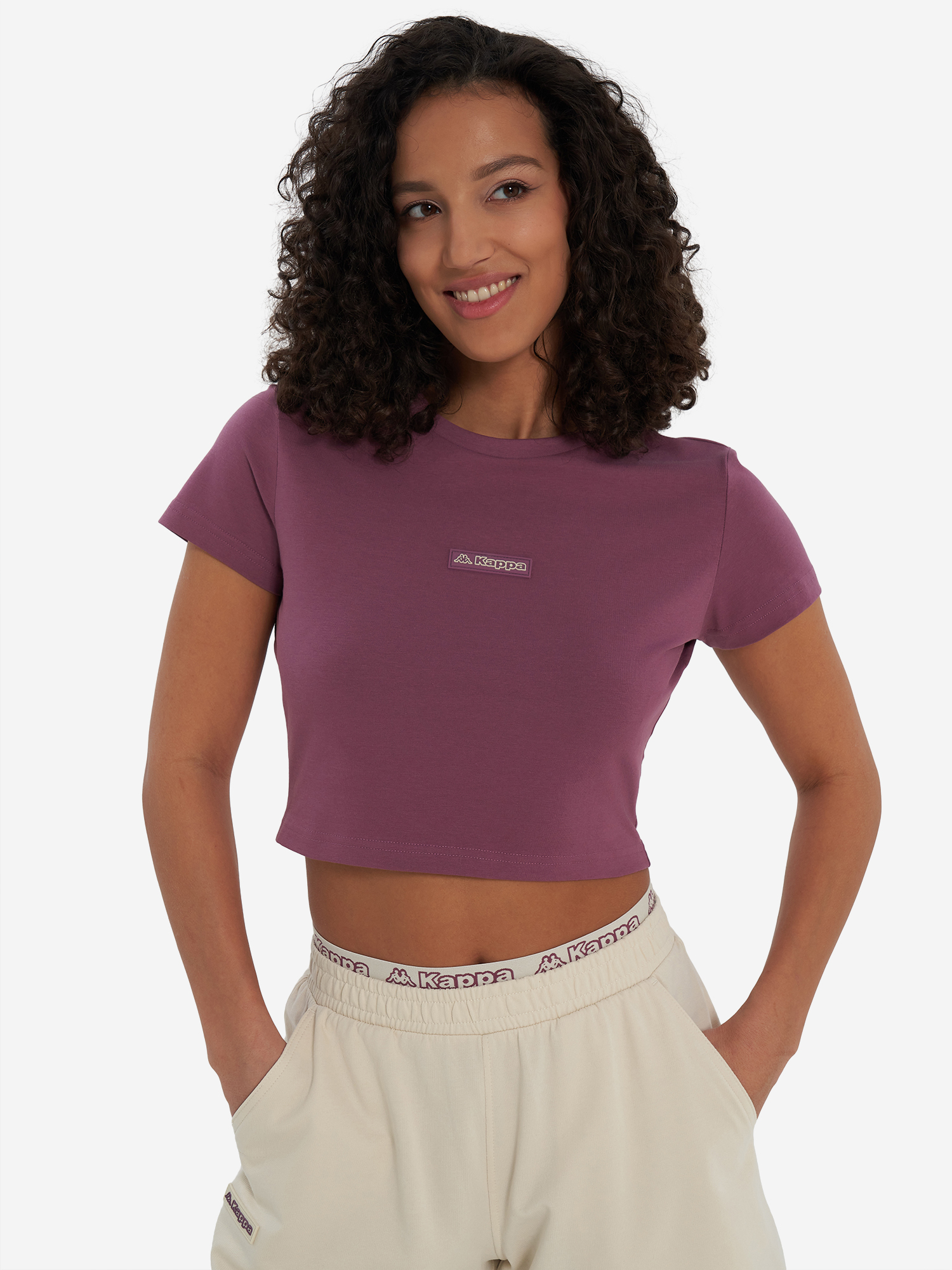 Изображение товара Женская футболка Kappa приталенная с логотипом хлопок эластан