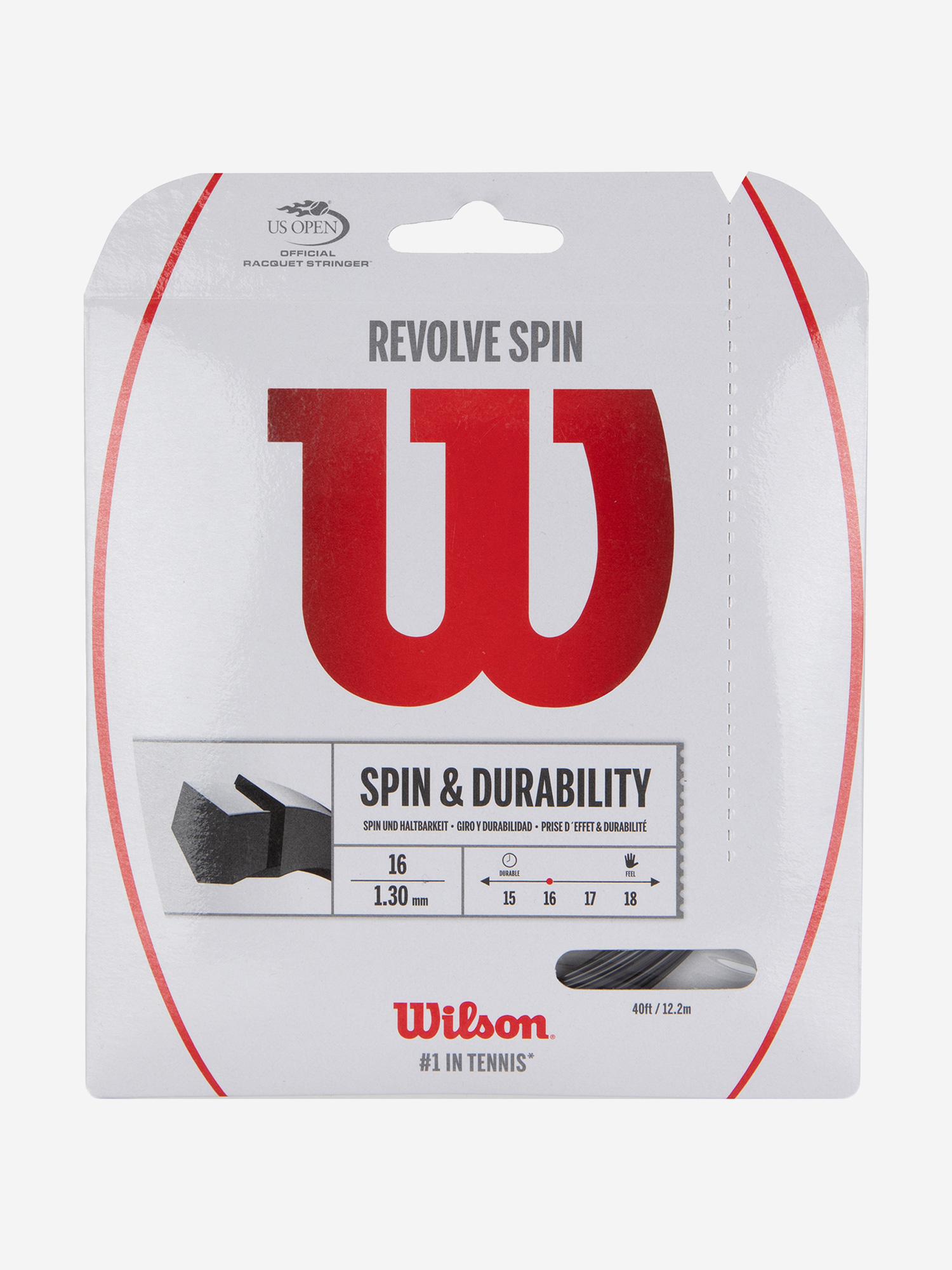 

Струна для большого тенниса Wilson REVOLVE SPIN 16 SET BK, Черный