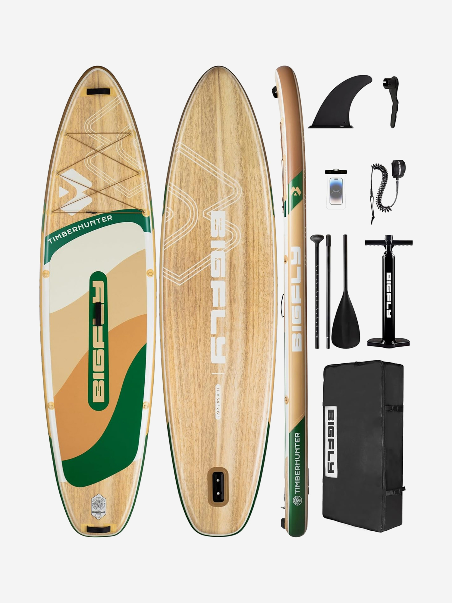 

Надувная SUP-доска BIGFLY TIMBERHUNTER STD, 11' 335*86*15 см сапборд, Бежевый