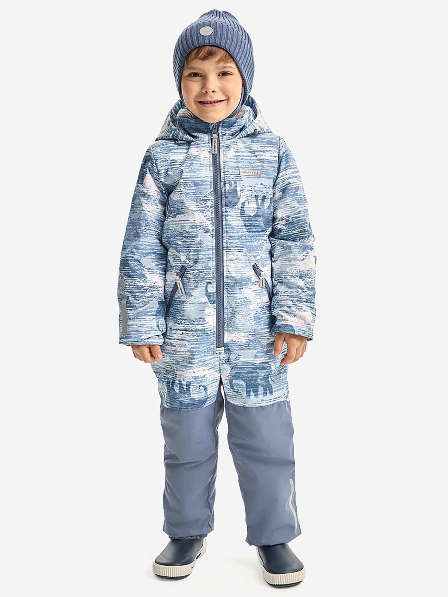 Изображение товара Комбинезон NIKASTYLE для детей и взрослых, демисезон, серый, с мембраной