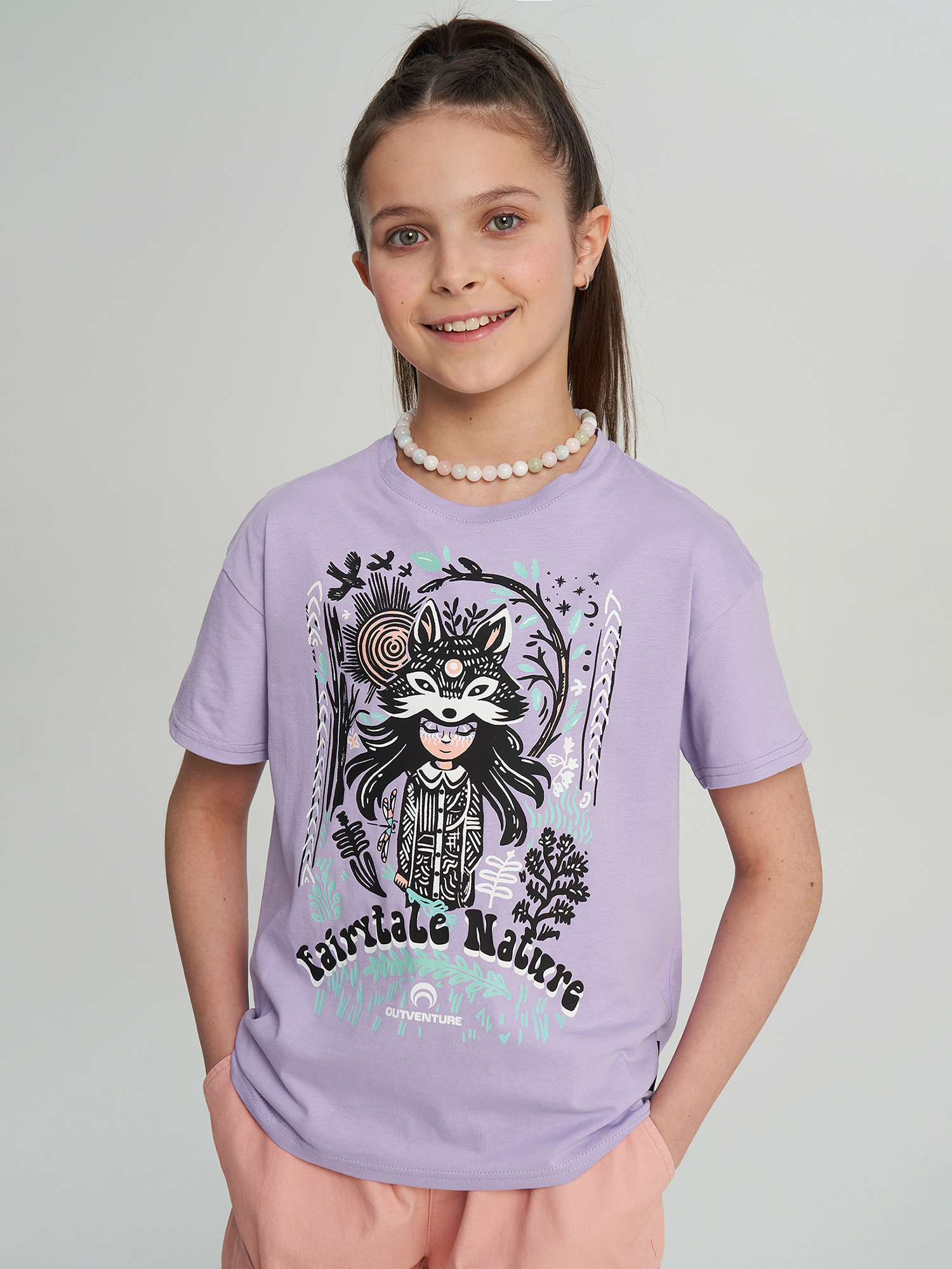 Изображение товара Футболка Outventure Лавандовый Свободный крой 100% хлопок