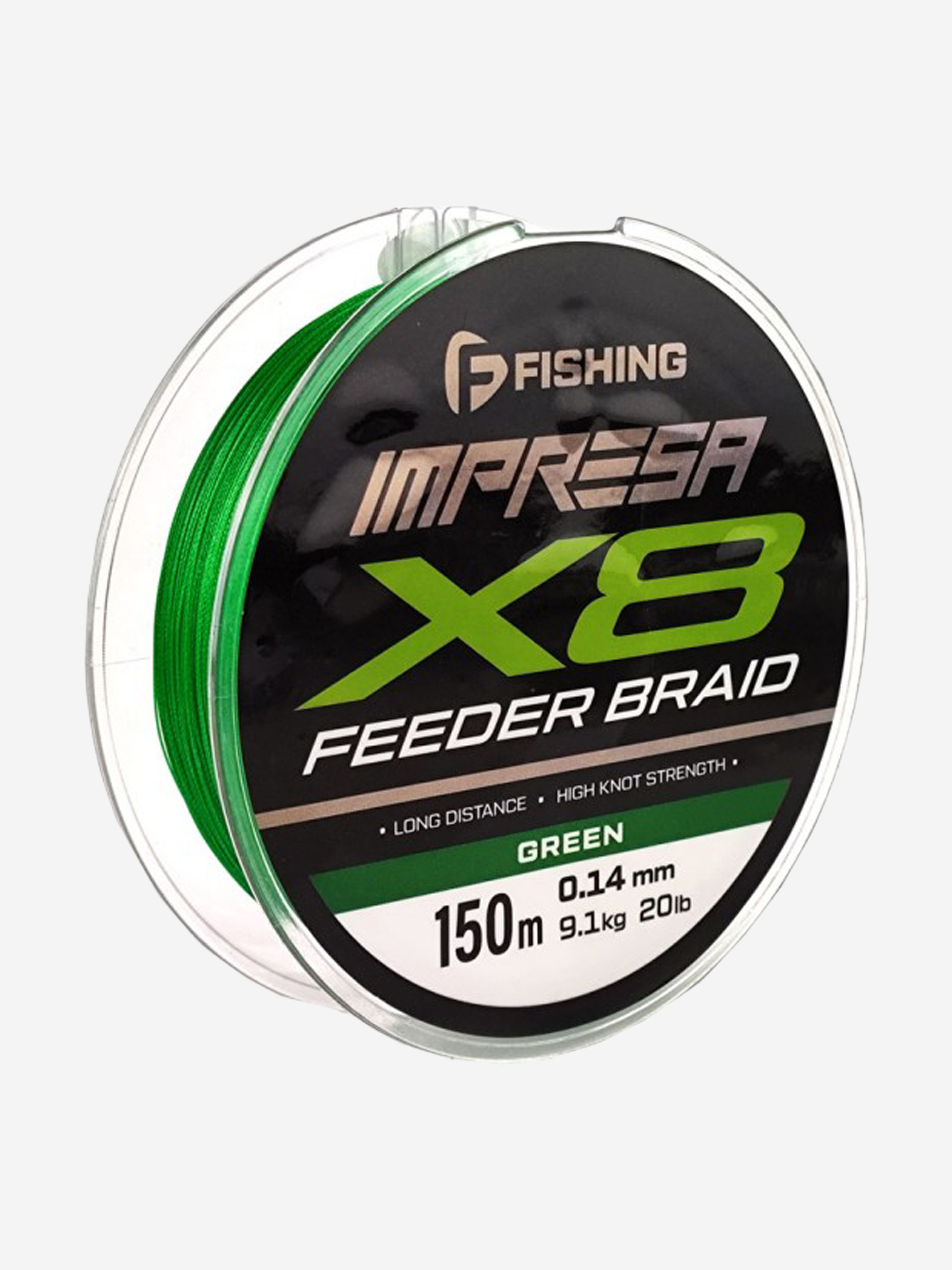 Изображение товара F-FISHING Шнур Impresa Braid PE X8 Feeder 150м Green 0,14мм 9,1кг, Зеленый
