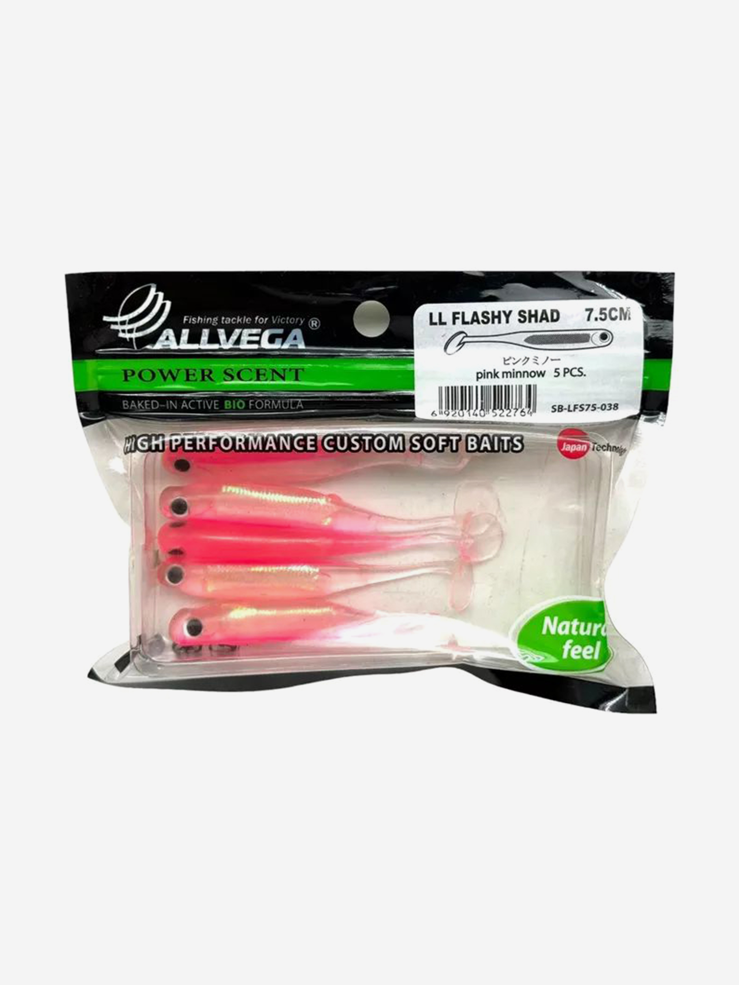 

Приманка съедобная ALLVEGA "LL Flashy Shad" 7,5см 2,5г, Розовый