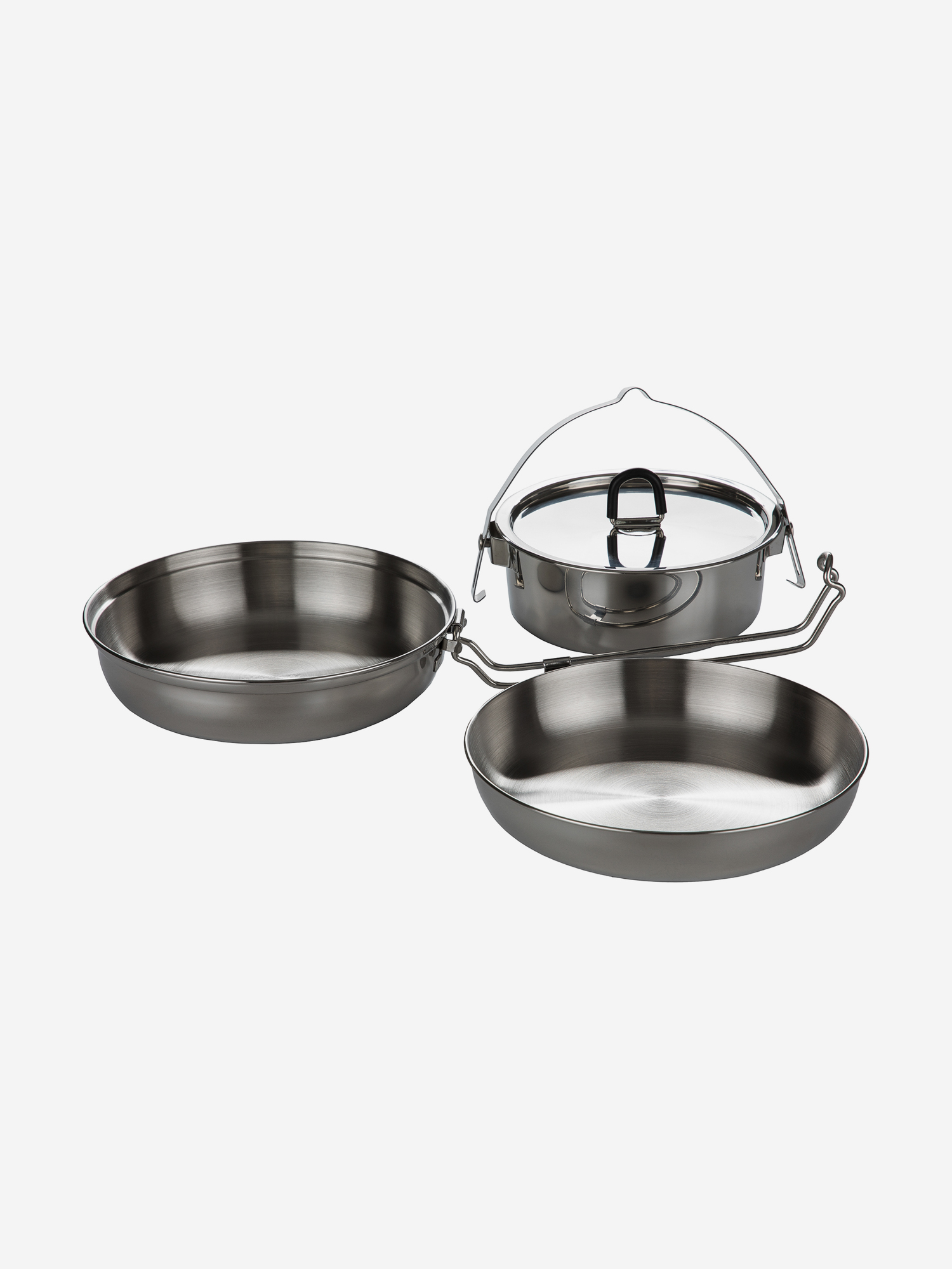 Набор посуды: котелок, сковорода, миска Tatonka CAMP SET REGULAR, Серебряный котелок