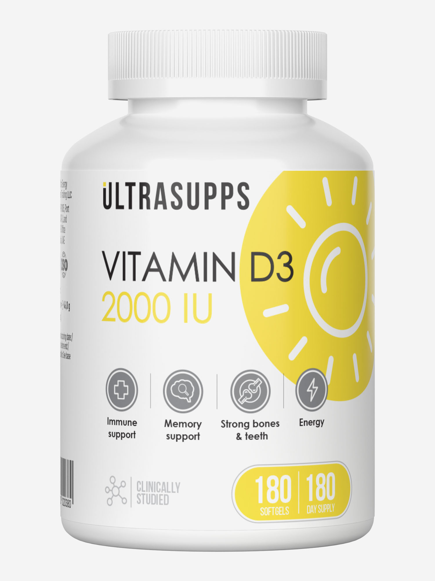 

Витамин D3 Ultrasupps, 180 шт, Белый