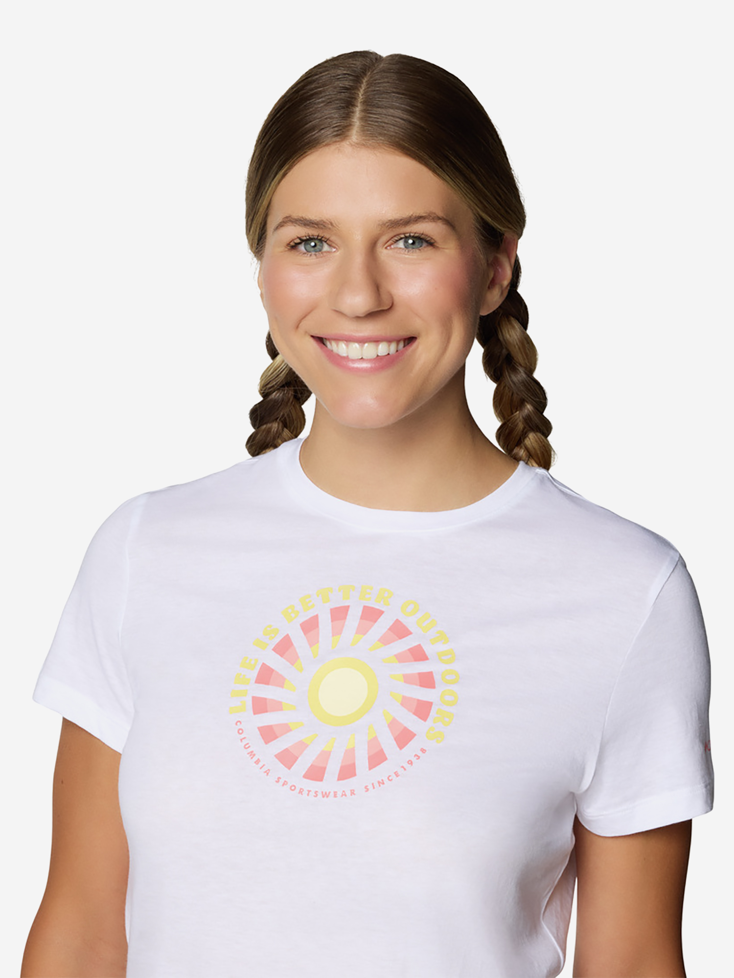 фото Футболка женская columbia ruby springs graphic fitted ss, белый