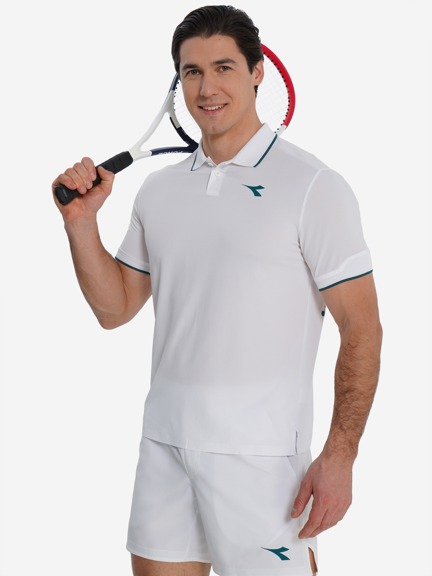 Изображение товара Мужское поло Diadora для тенниса синтетика с логотипом прямое