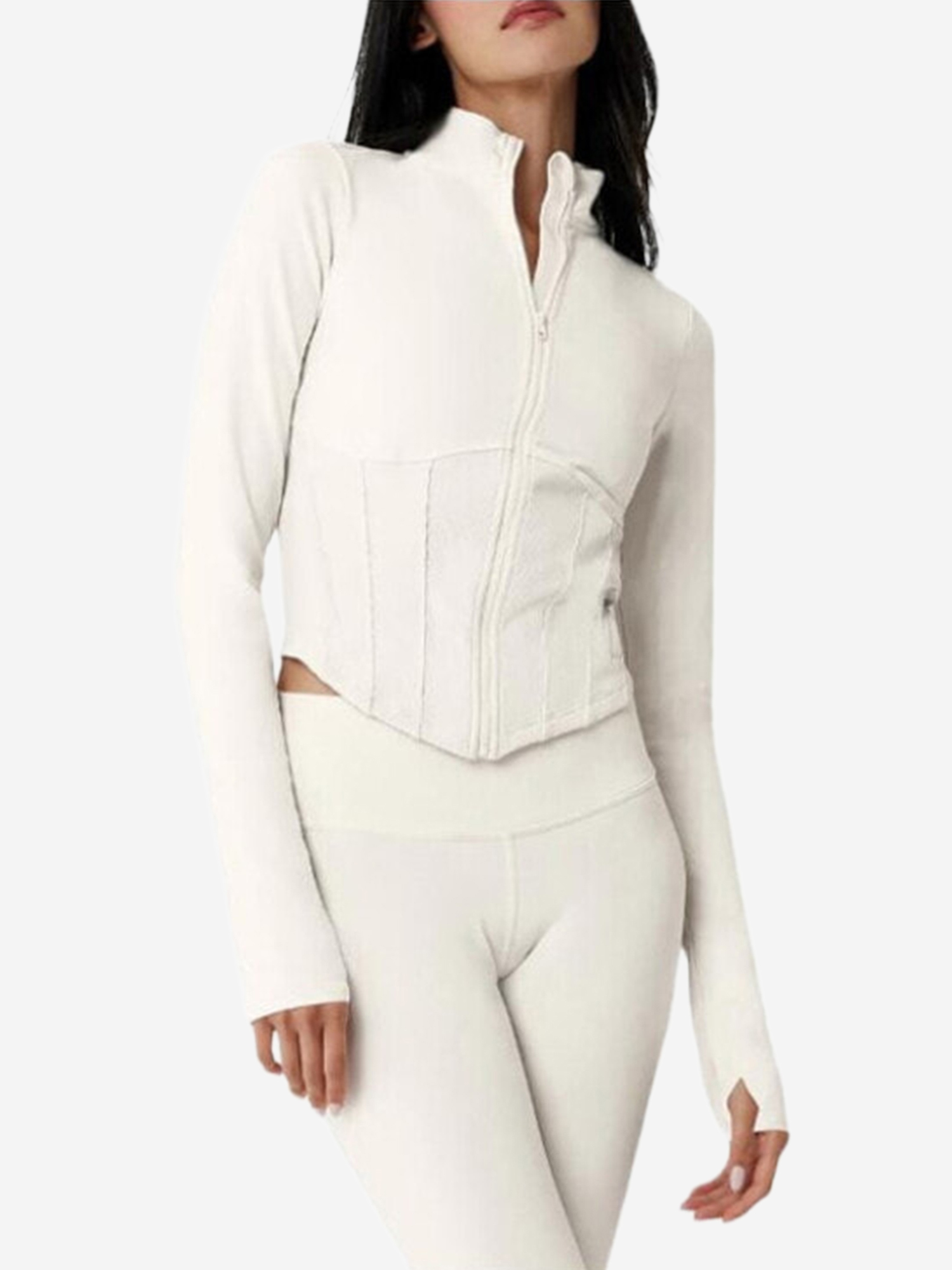 Изображение товара Куртка спортивная женская Alo Yoga Airbrush Corset Full Zip Jacket, Молочный