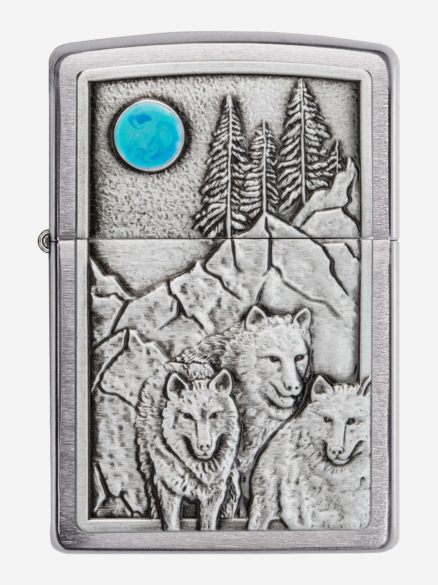 

Зажигалка бензиновая ZIPPO 49295 Wolf Pack and Moon Emblem, Серебряный