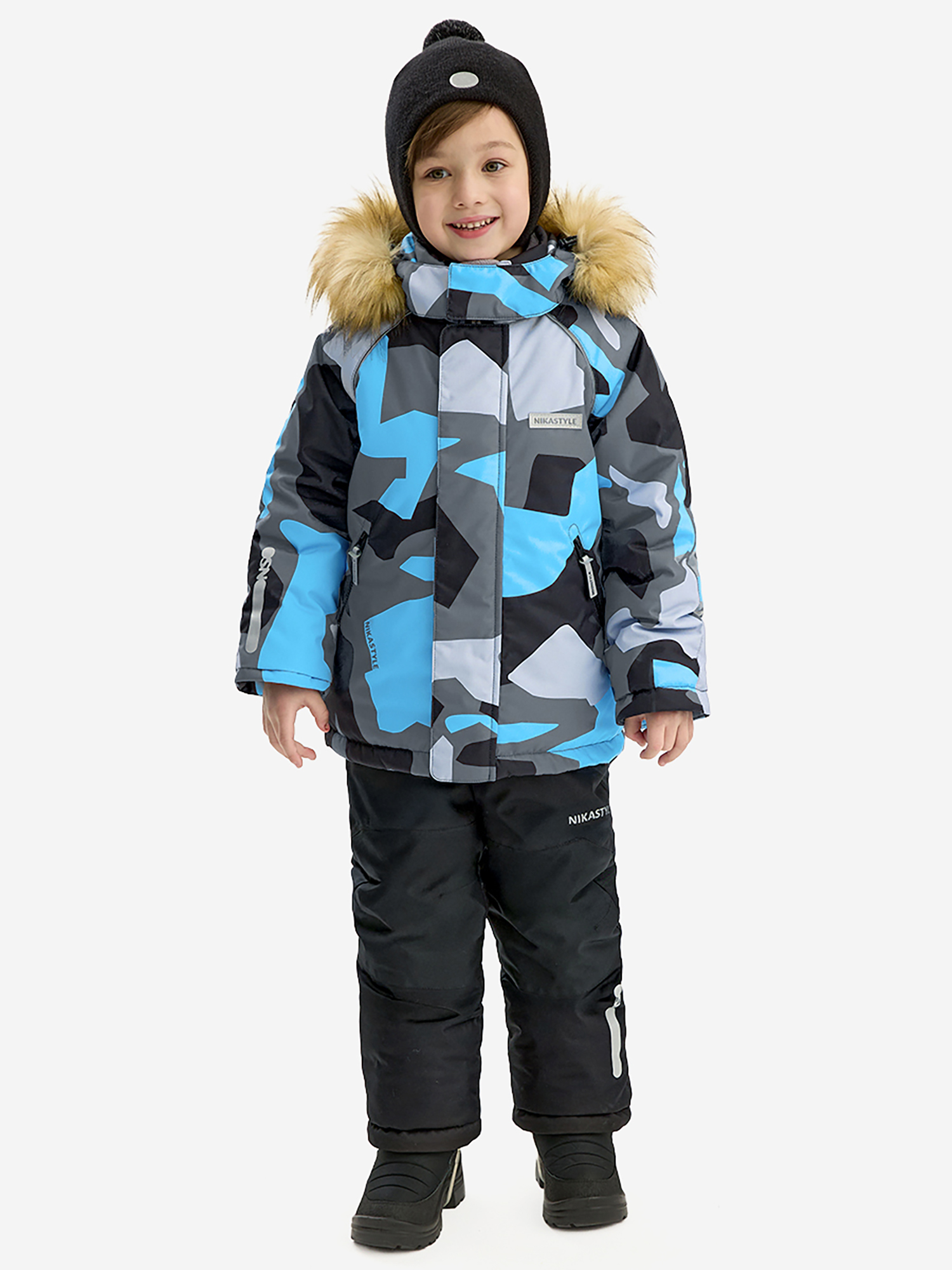 Изображение товара Детский зимний спортивный костюм NIKASTYLE голубой черный утепленный мембрана
