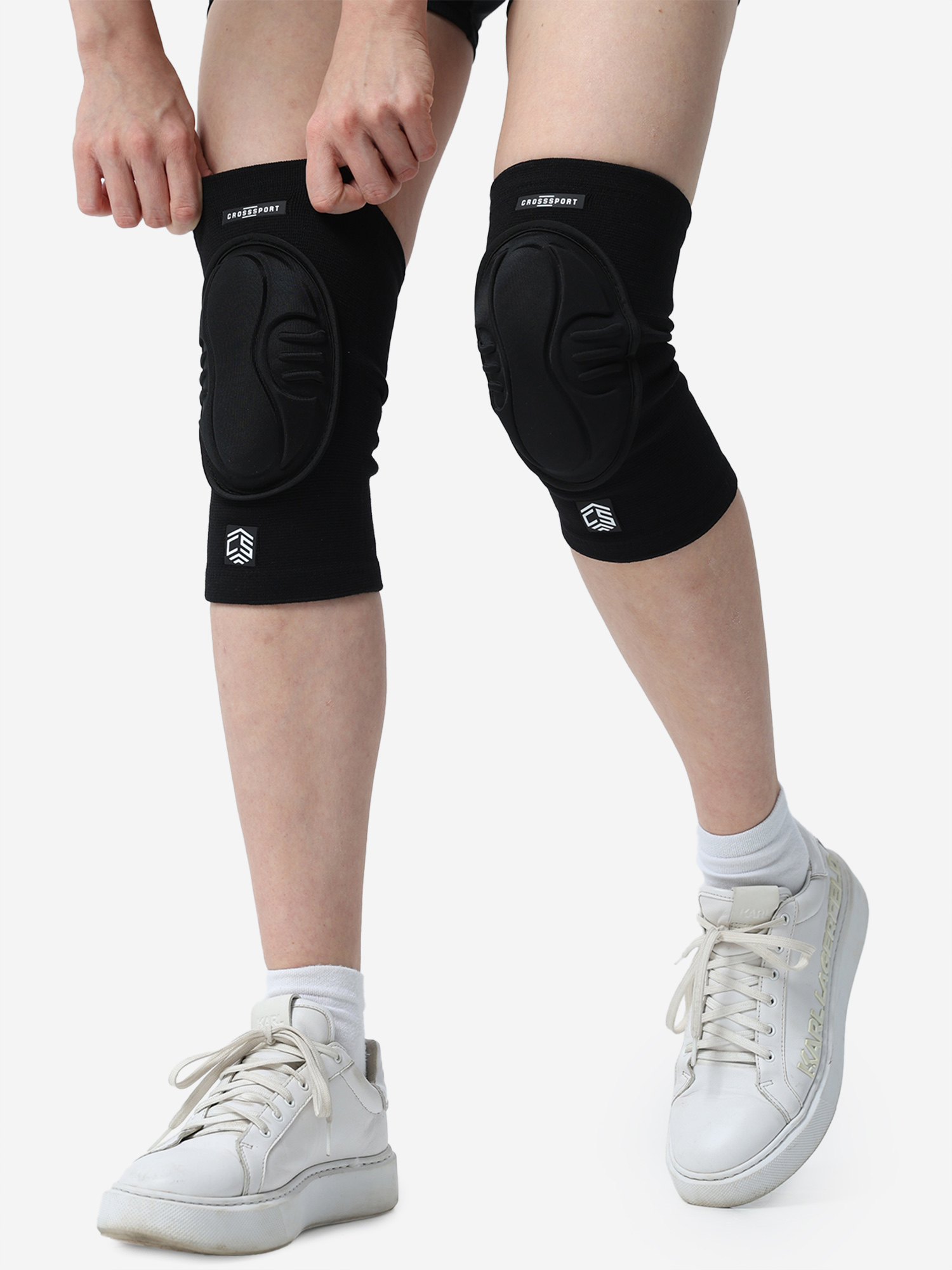

Наколенники CROSSSPORT защитные вязаные парные Нзвп-001, Черный