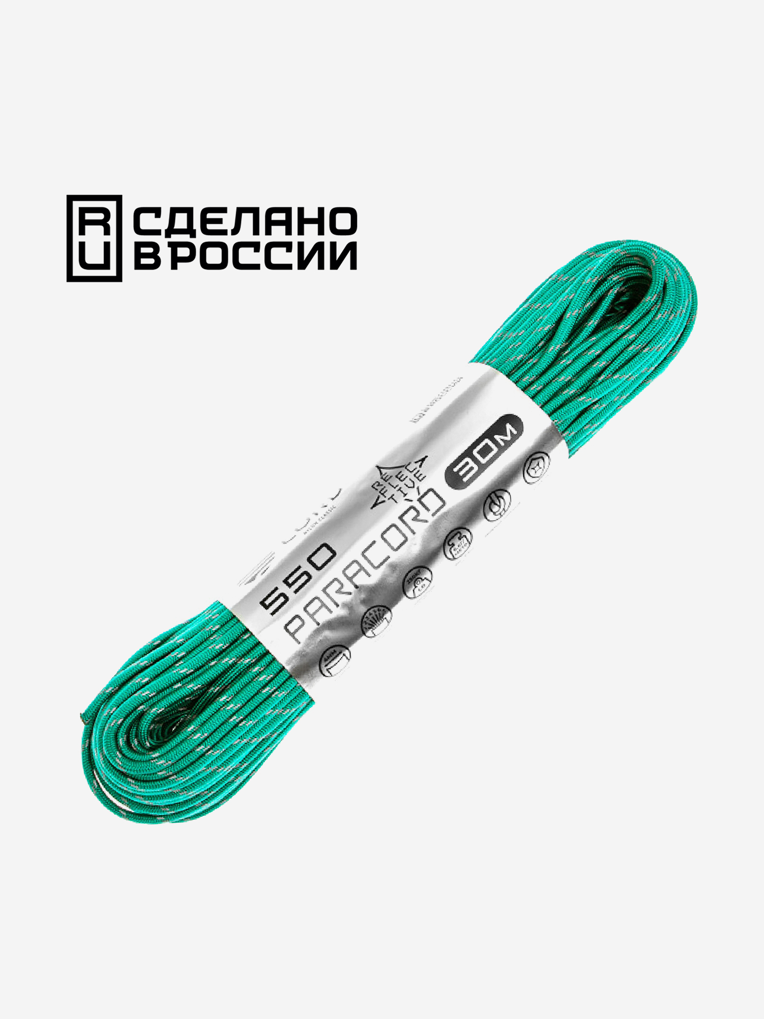 

Паракорд 550 CORD nylon 30м RUS световозвращающий (emerald green), Зеленый