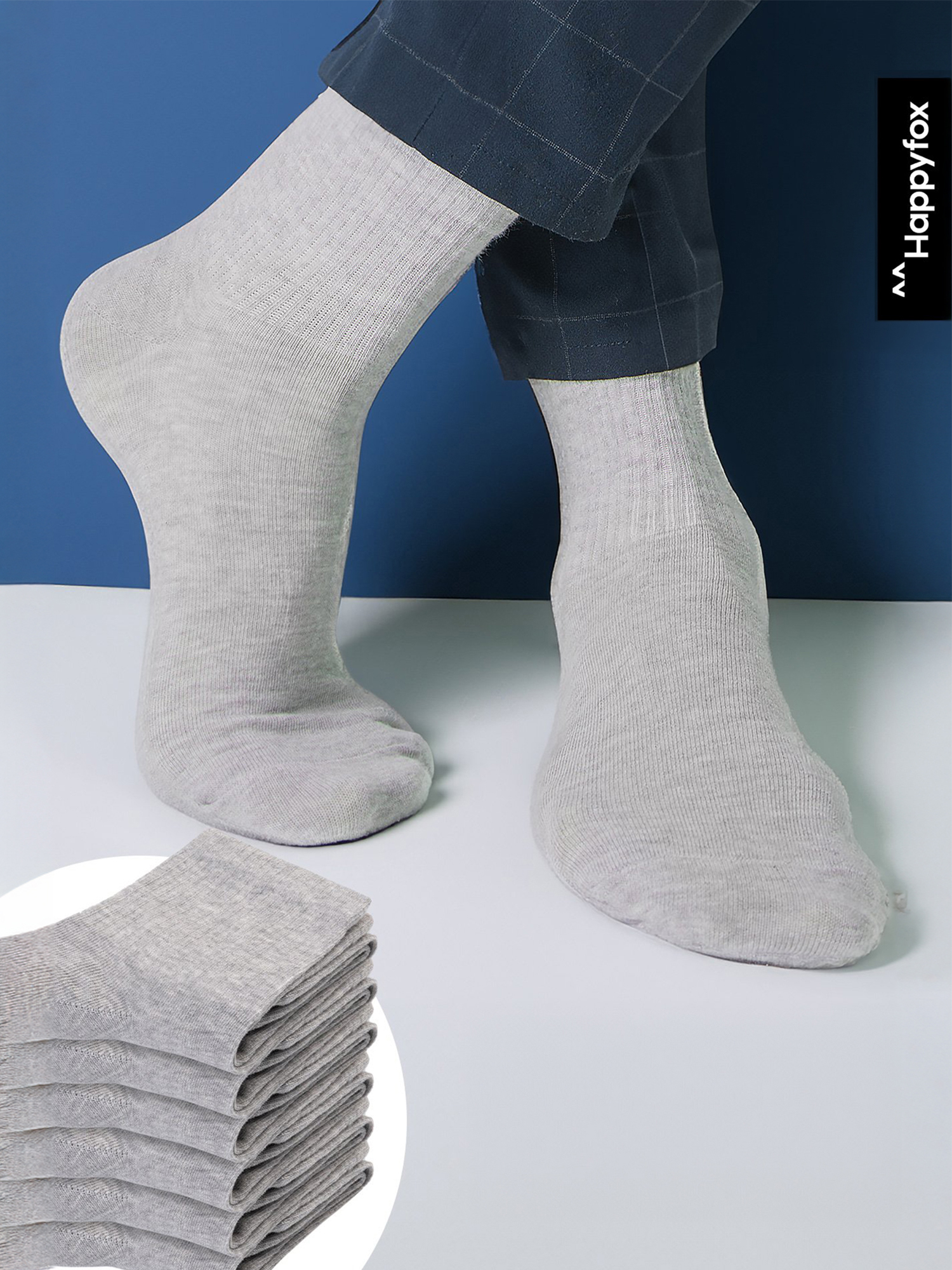 Носки унисекс Happyfox, набор 6 пар, с резинкой, хлопковые, Серый
