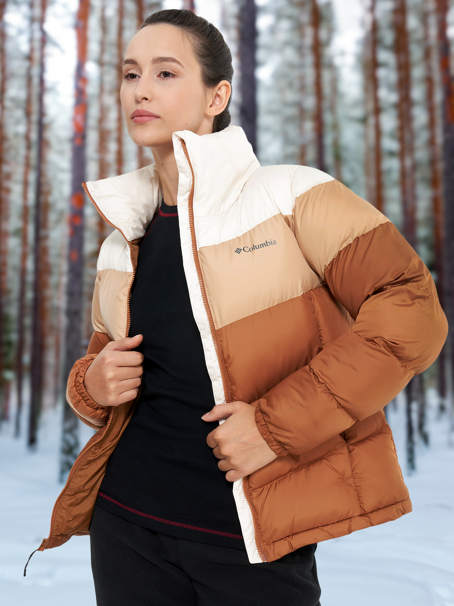 Куртка утепленная женская Columbia Puffect II Colorblock Jacket, Коричневый