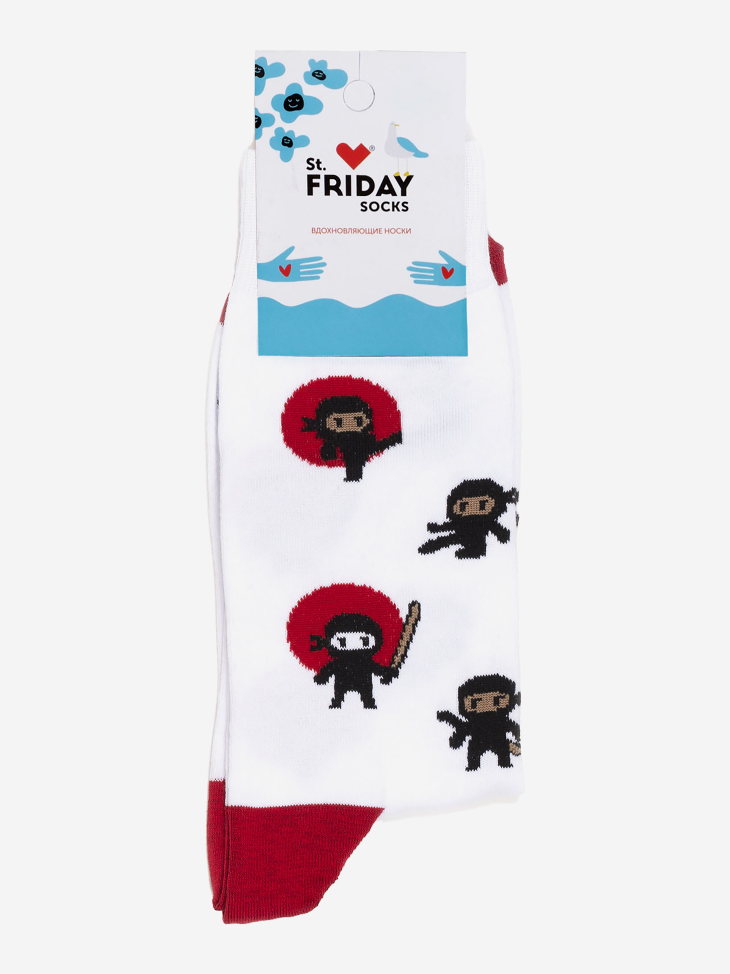 Носки с рисунками St.Friday Socks - Мини ниньдзя, Белый