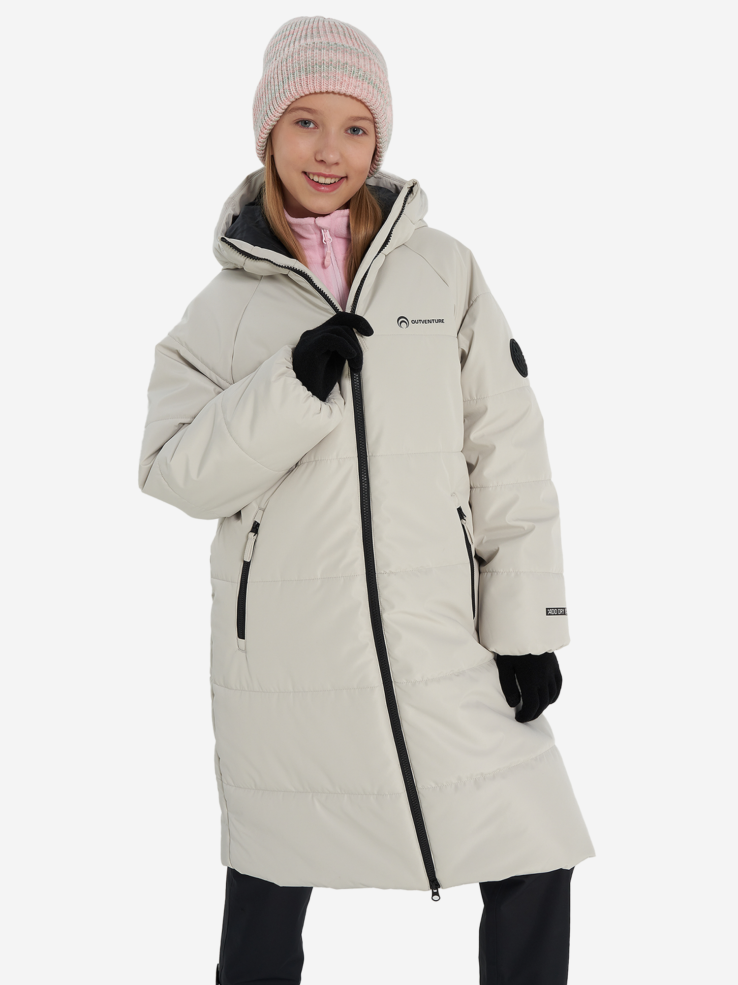 

Пальто утепленное для девочек оверсайз Outventure, Серый