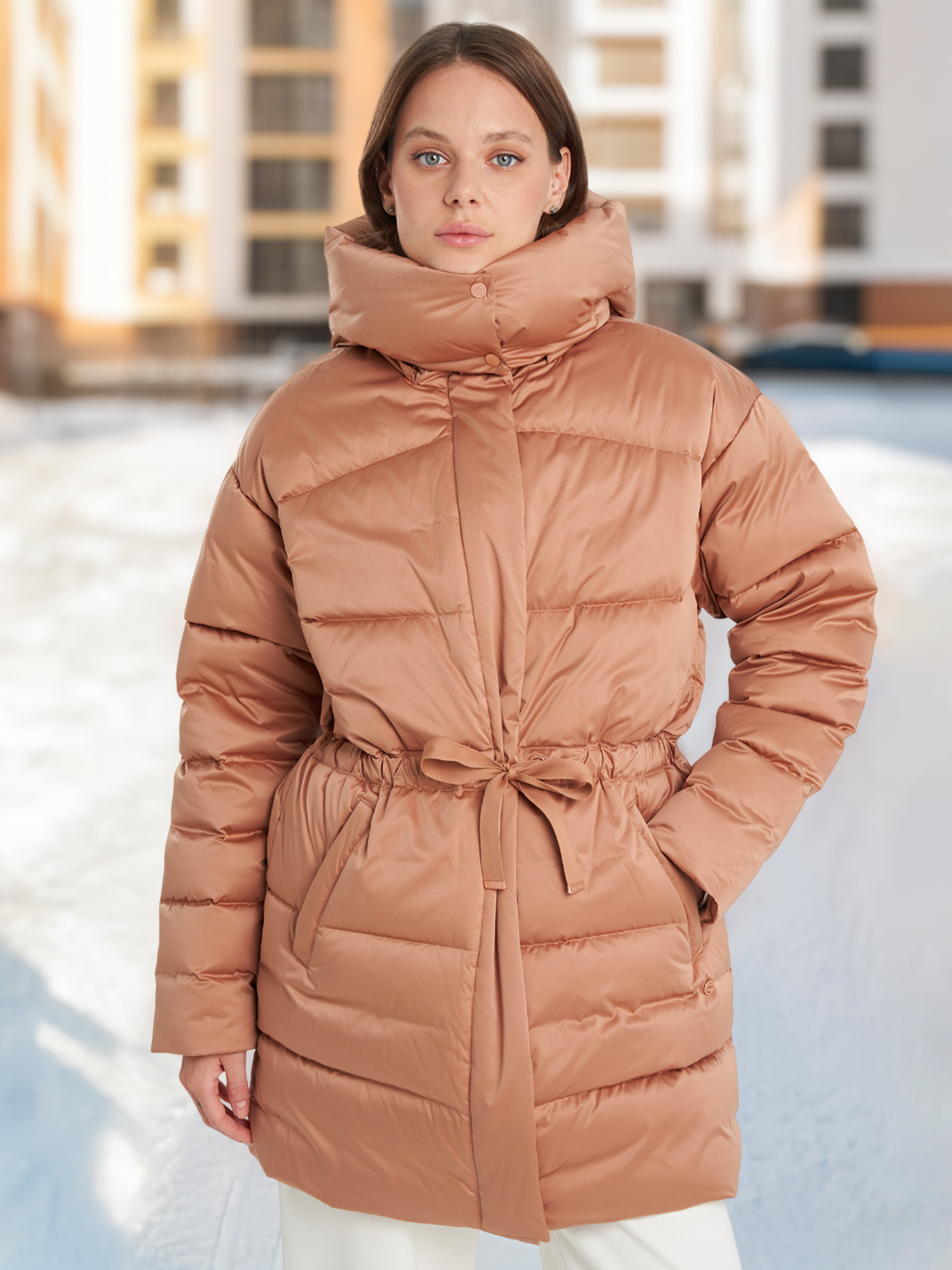 Пуховик женский оверсайз Sensana, бежевый, арт. 28310