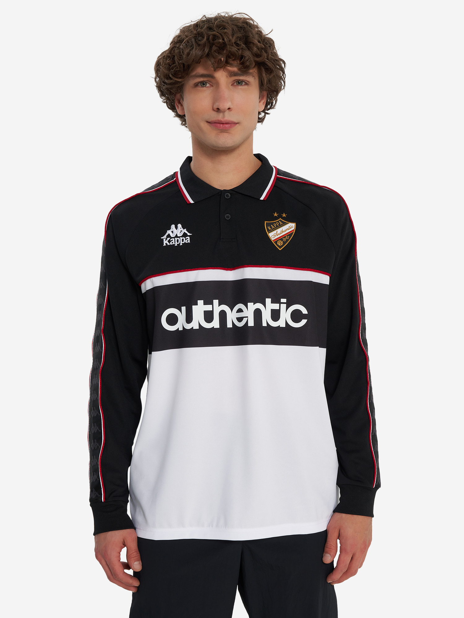 фото Поло с длинным рукавом мужское kappa, черный