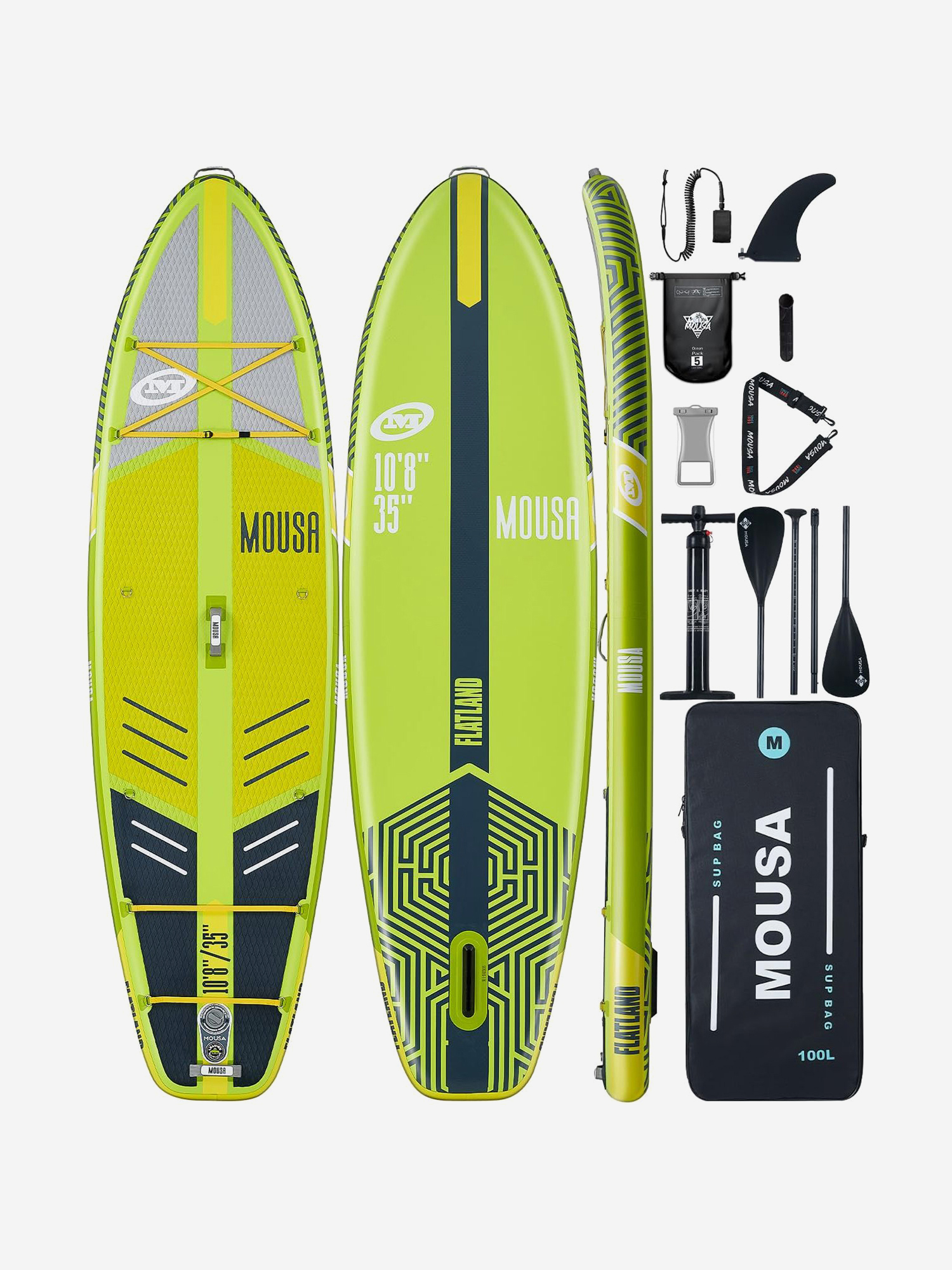 

Надувная двухслойная SUP-доска MOUSA Full Eva YELLOW 10'5"x35"x6" 320*88*15CM, Желтый