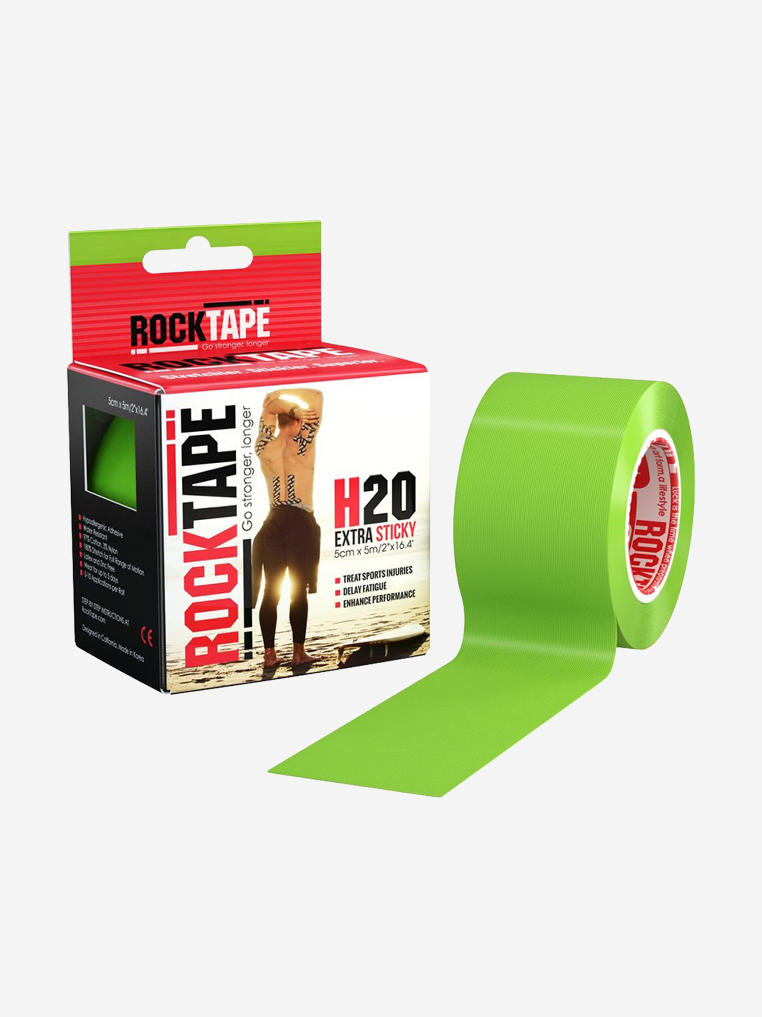 

Кинезиотейп Rocktape 5 см х 5 м, лайм, Зеленый