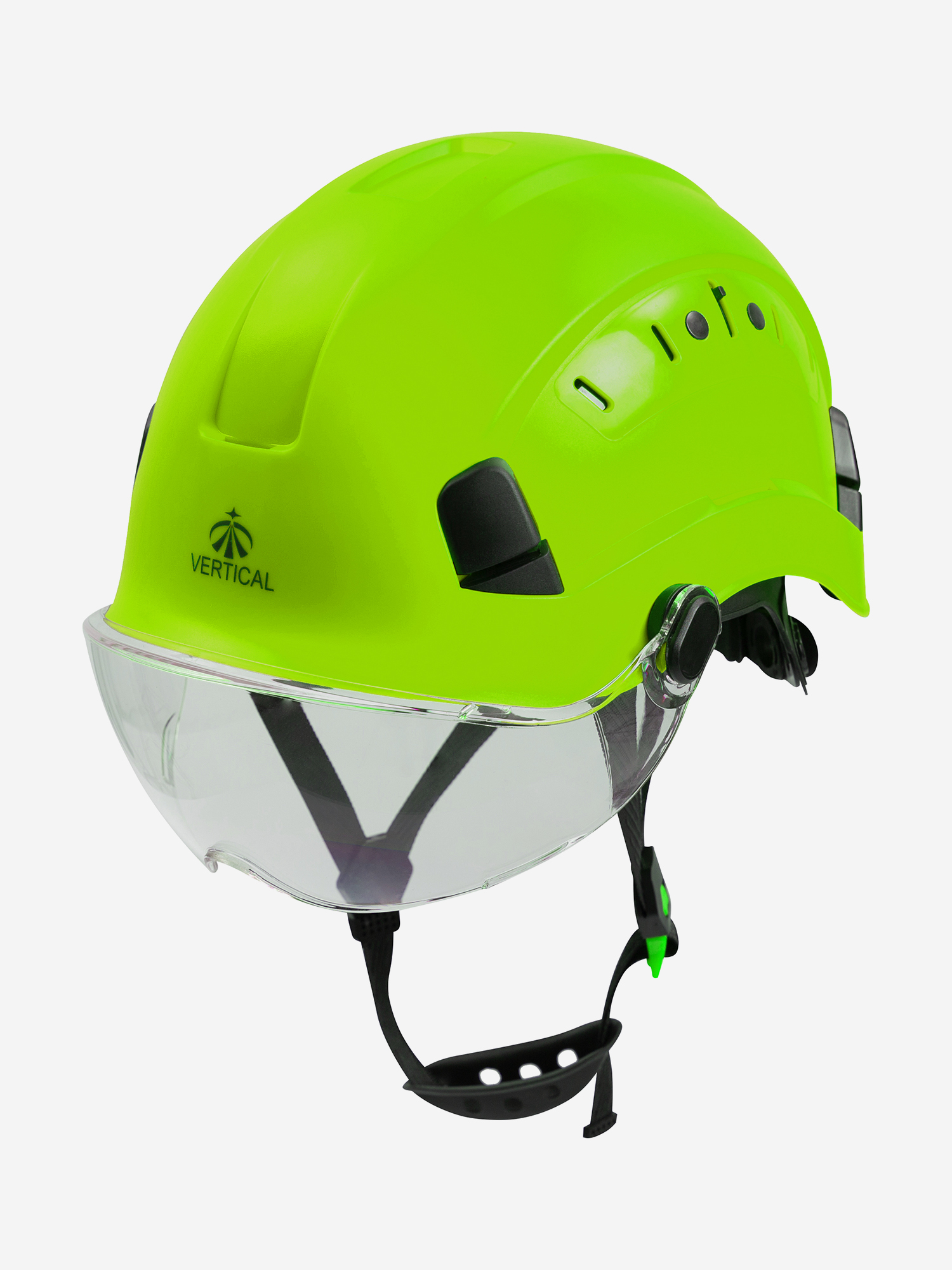 Изображение товара Каска защитная "Zenon" зеленая со светлым визором. Вертикаль