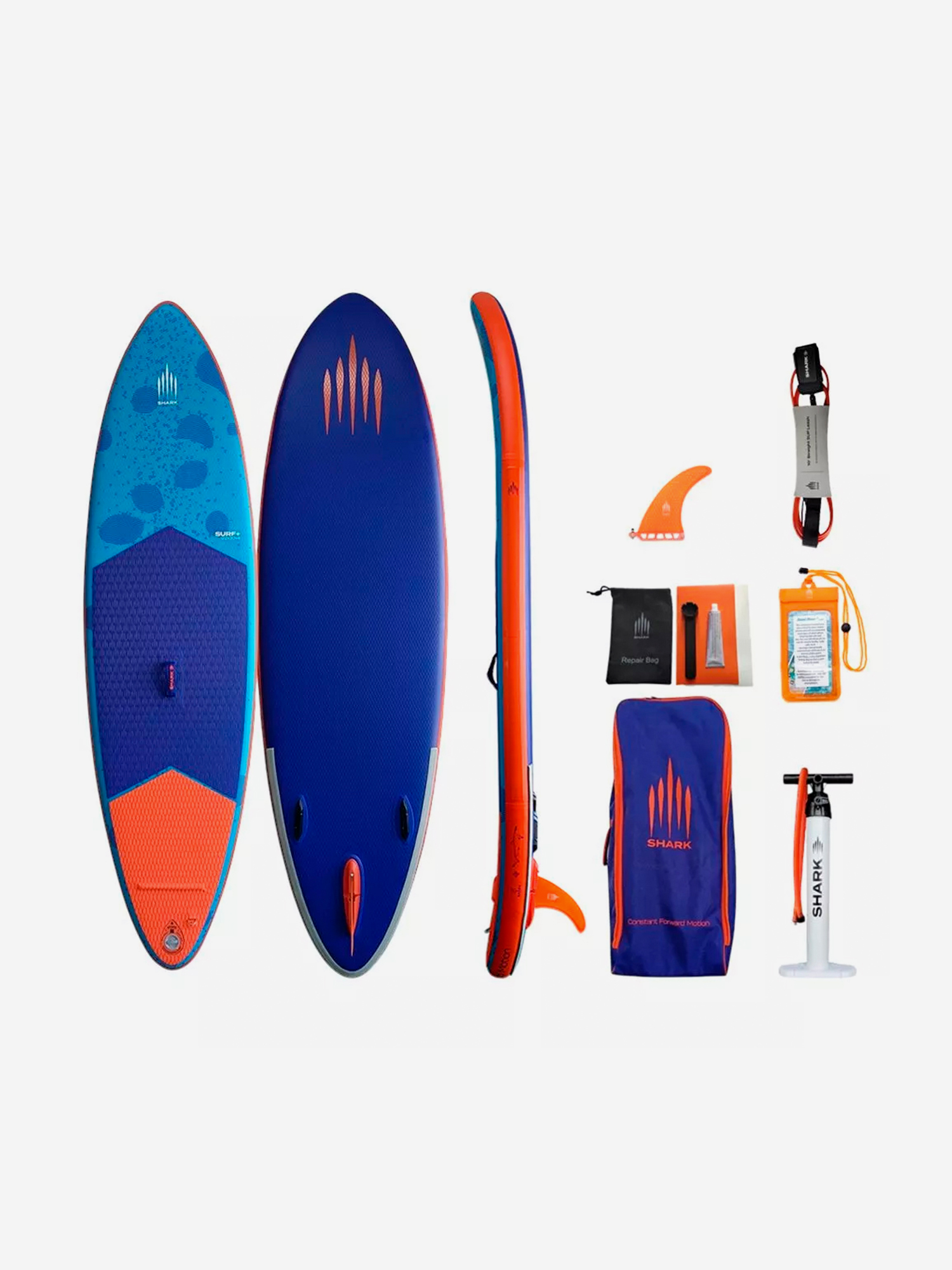 

Сапборд надувной двухслойный Shark Surf+ 9.2x30x4, , Синий