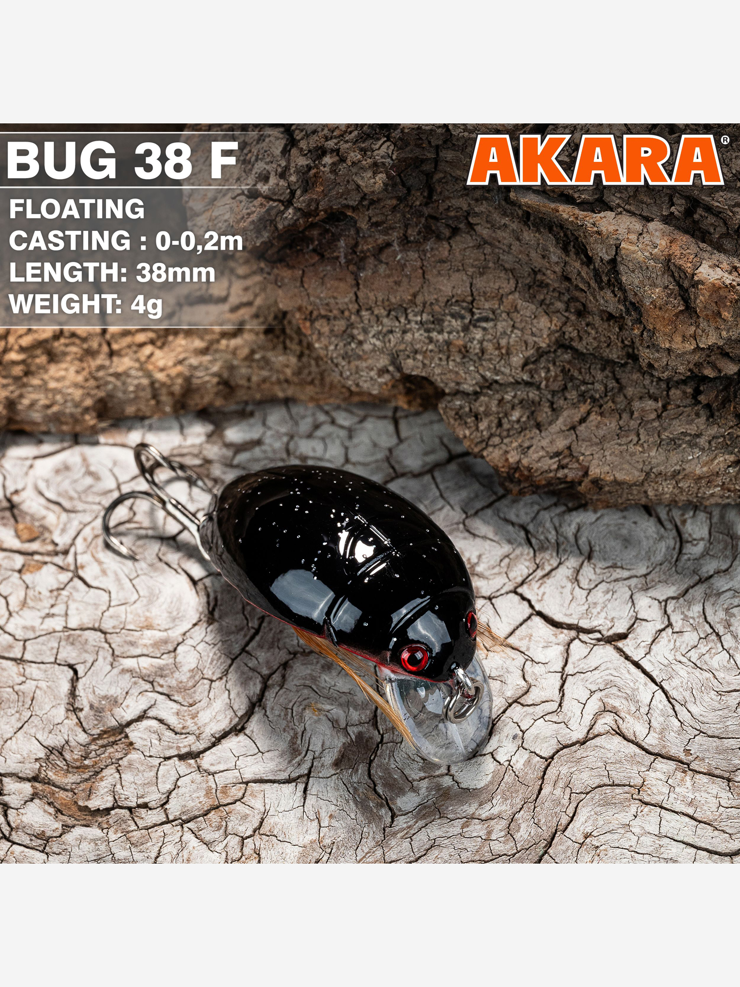 Изображение товара Воблер Akara Bug 38F плавающий кренк на форель, голавля, язя 4г