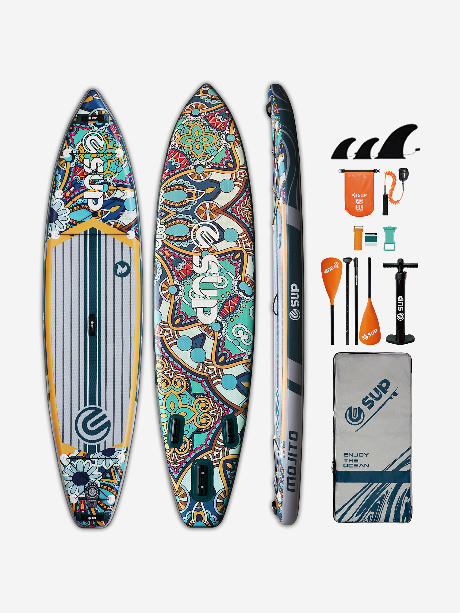 

Надувная SUP-доска E-SUP MOJITO 3 11'6" 350*81*15 см, Розовый