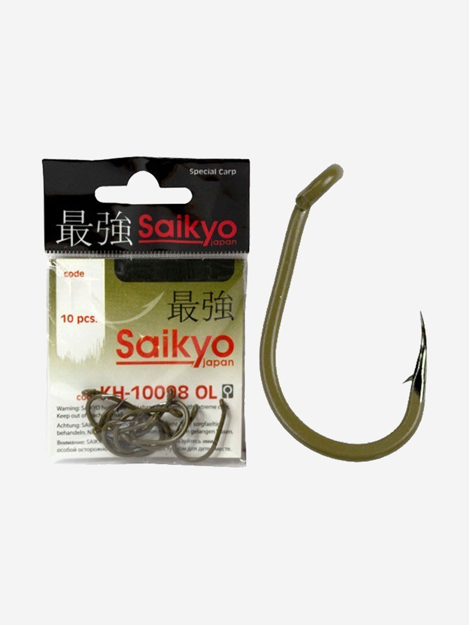 

Крючки для рыбалки одинарные Saikyo KH-10098 Clever Carp OL ( 1 упк. по 10шт.), Зеленый