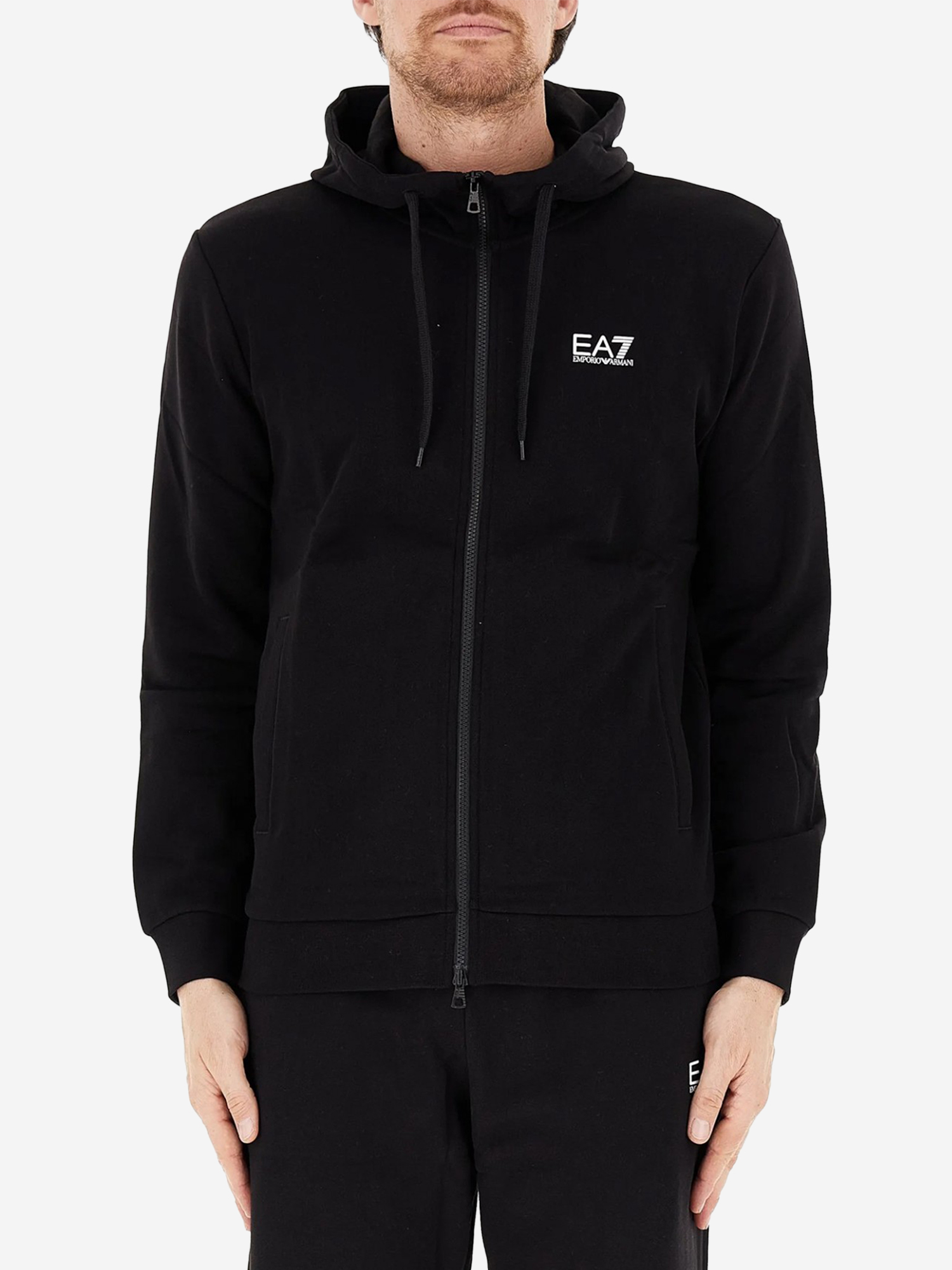 Изображение товара Мужская толстовка EA7 с капюшоном, молнией и карманами, всесезонная