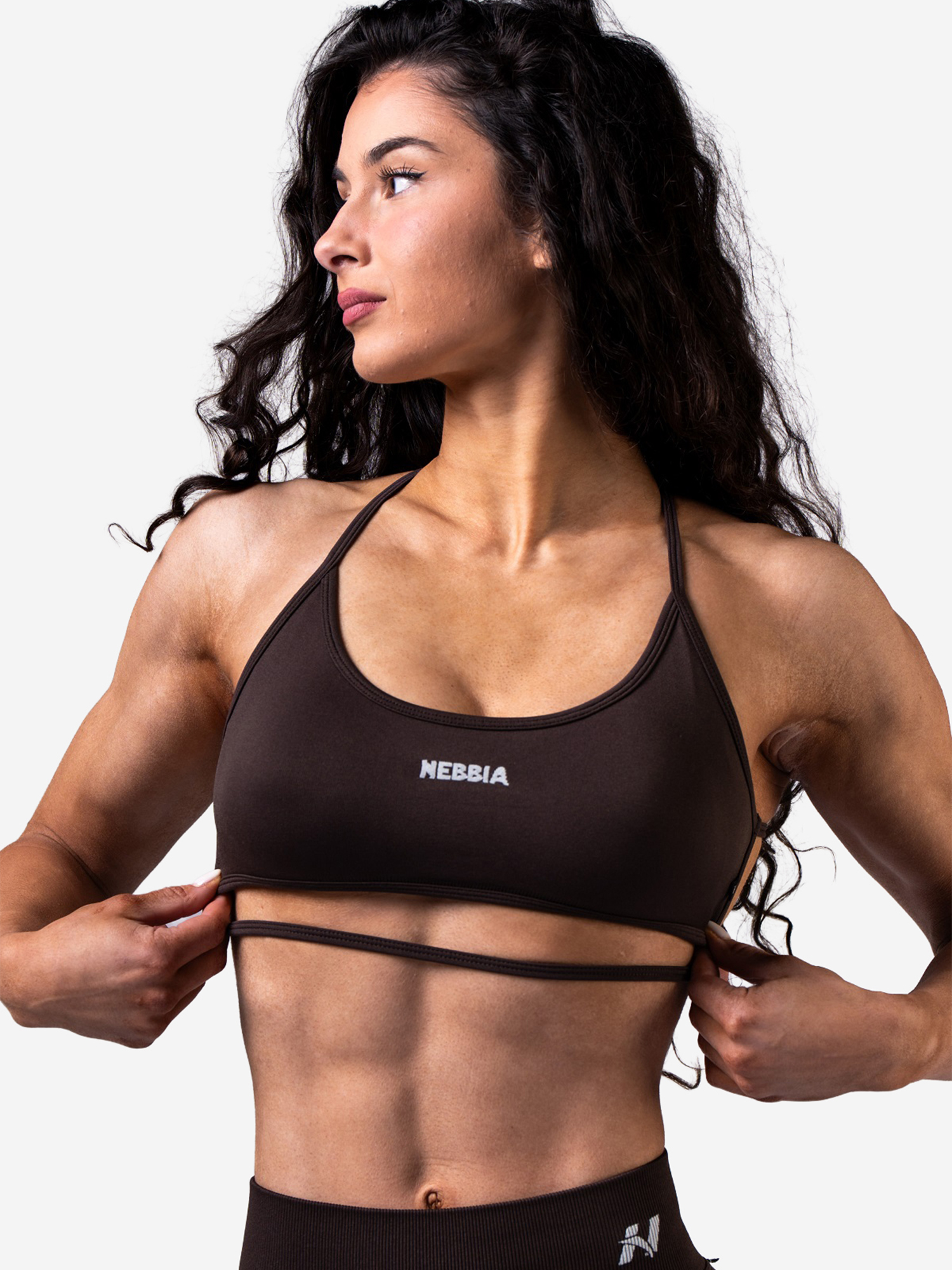 Изображение товара Топ женский NEBBIA Open-Back Sports Bra POWER 890 Dark brown