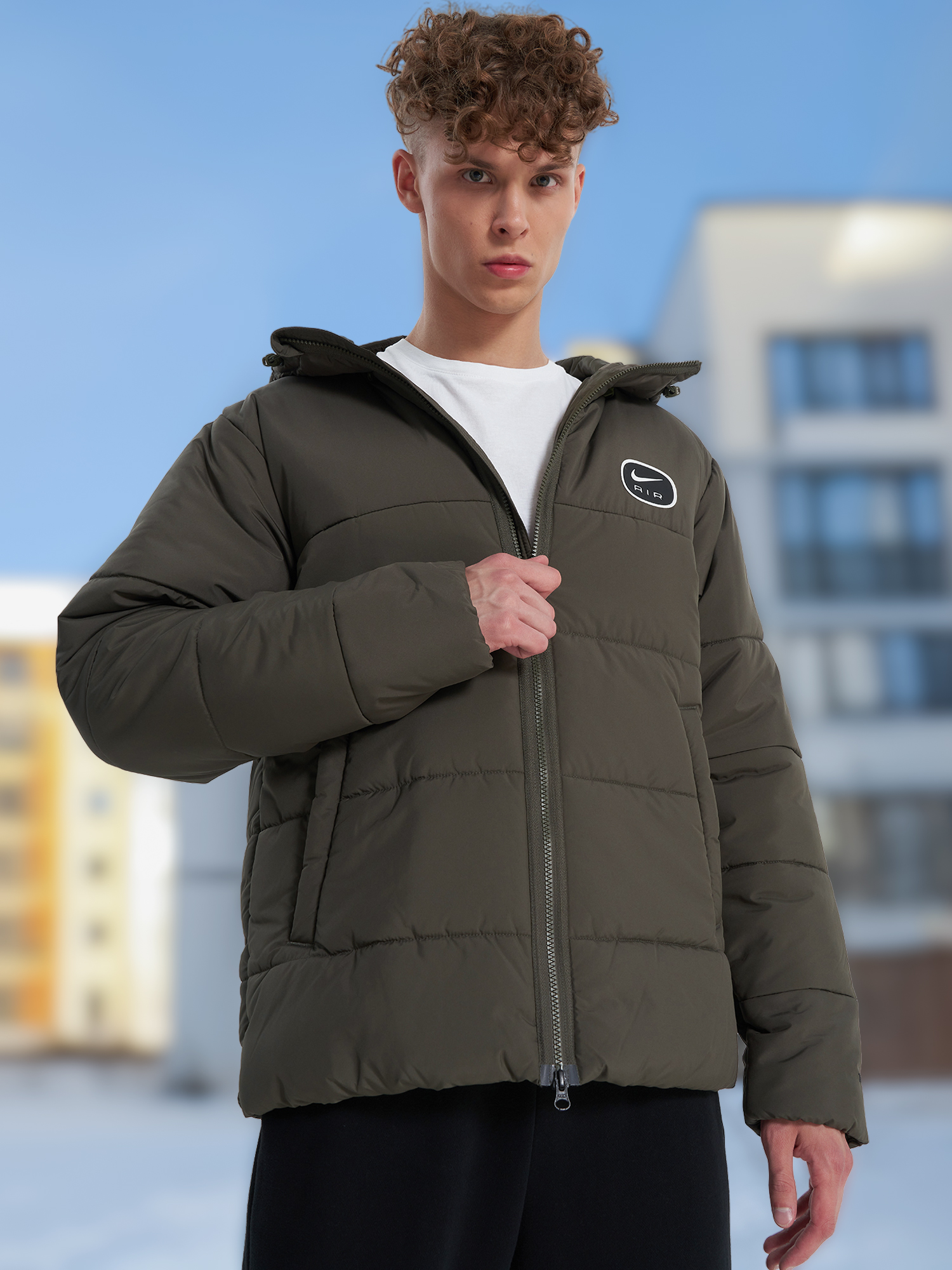 Мужской пуховик Nike, зеленый, арт. 23156