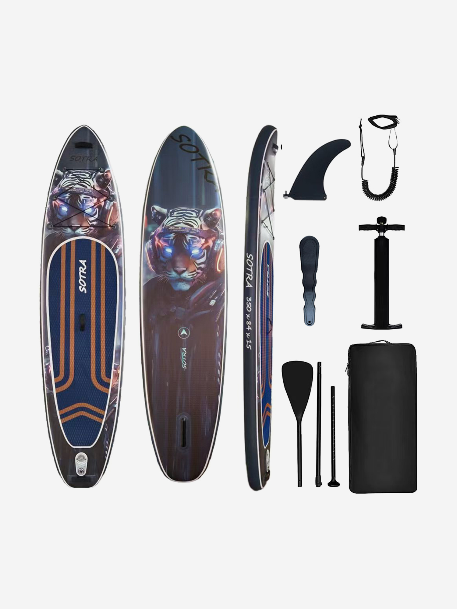 

Двухслойная надувная SUP-доска Sotra Tiger, 11'6" 350*84*15 см, сапборд, Серый