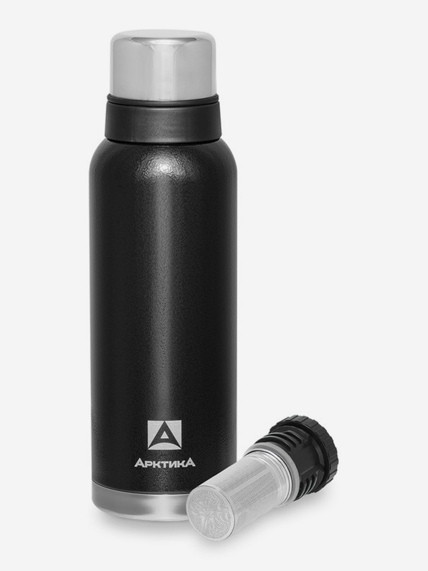 Изображение товара Термос для напитков с ситечком Арктика 1200 мл узкая горловина черный