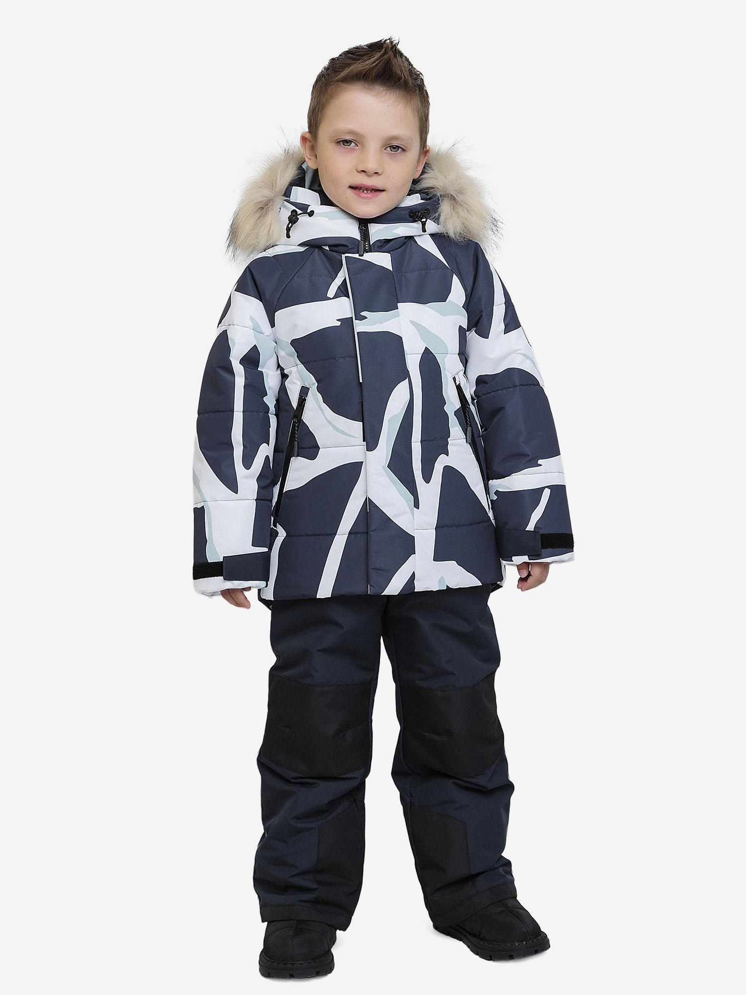 Изображение товара Комплект для мальчика batik Грейг принт синий с зимними характеристиками