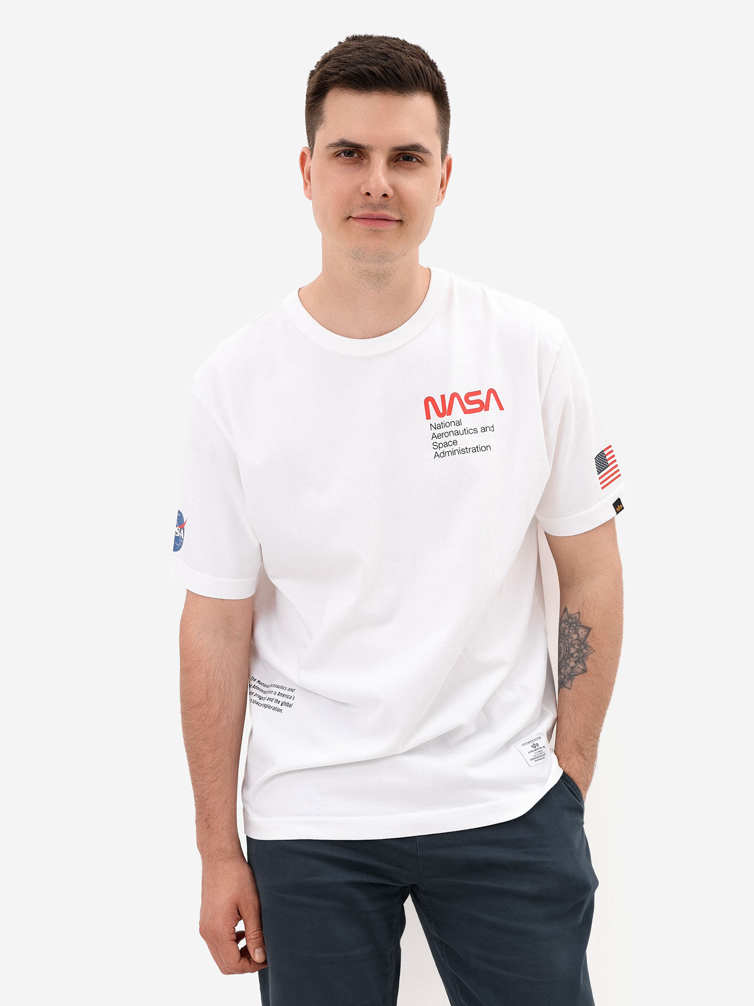 

Футболка NASA Worm Logo Alpha Industries, Белый