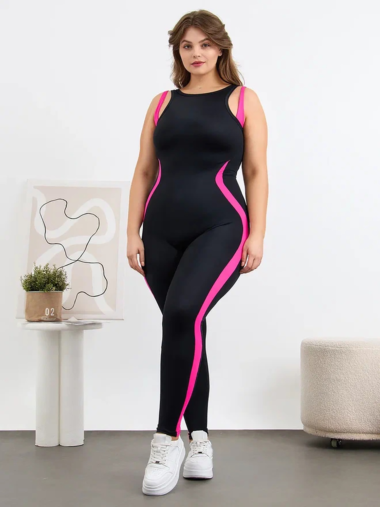 Изображение товара Комбинезон Skin of Angel без рукавов, Черно-розовый