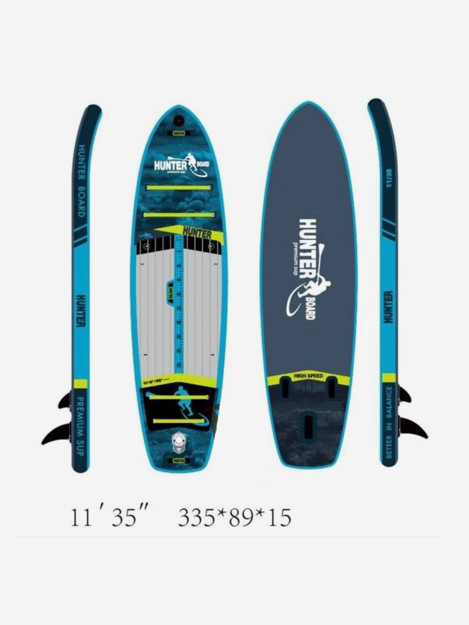 

Sup-доска Hunterboard ACTIVE 11', 335х89х15 см, Cloud, Голубой
