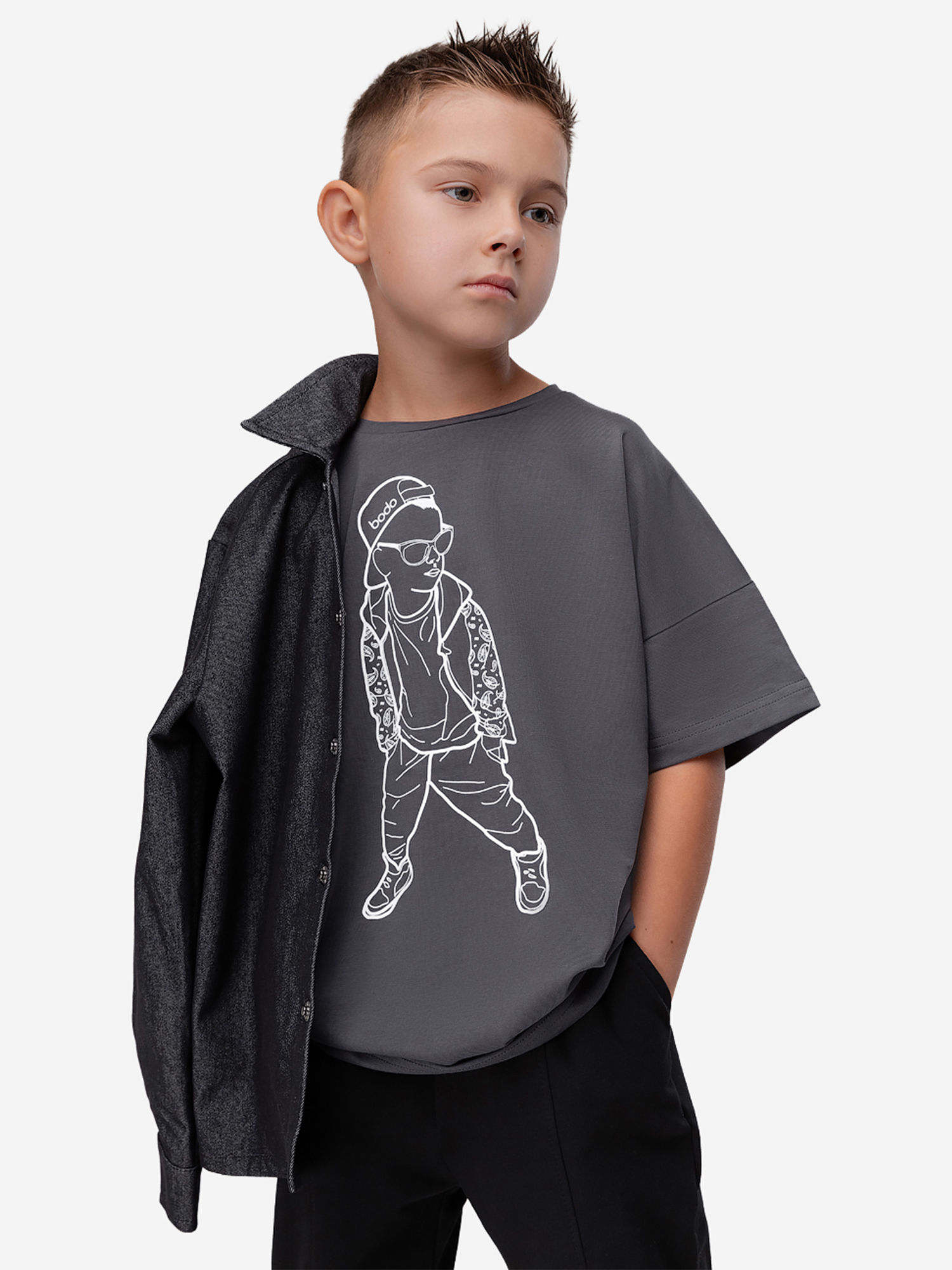Изображение товара Футболка для мальчиков bodo, Темно-серый