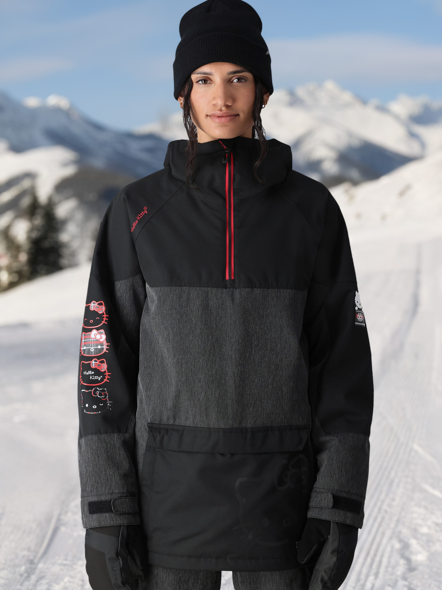 

Анорак сноубордический женский 686 Hello Kitty, Черный