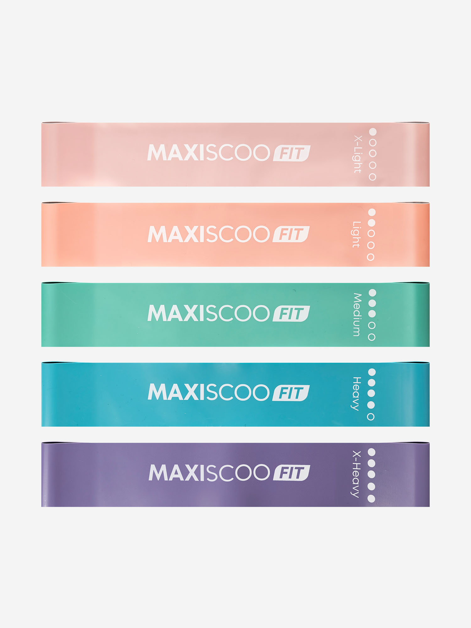 

Набор Фитнес Резинок MAXISCOO FIT с Мешком для Хранения, 5 шт, Мультицвет