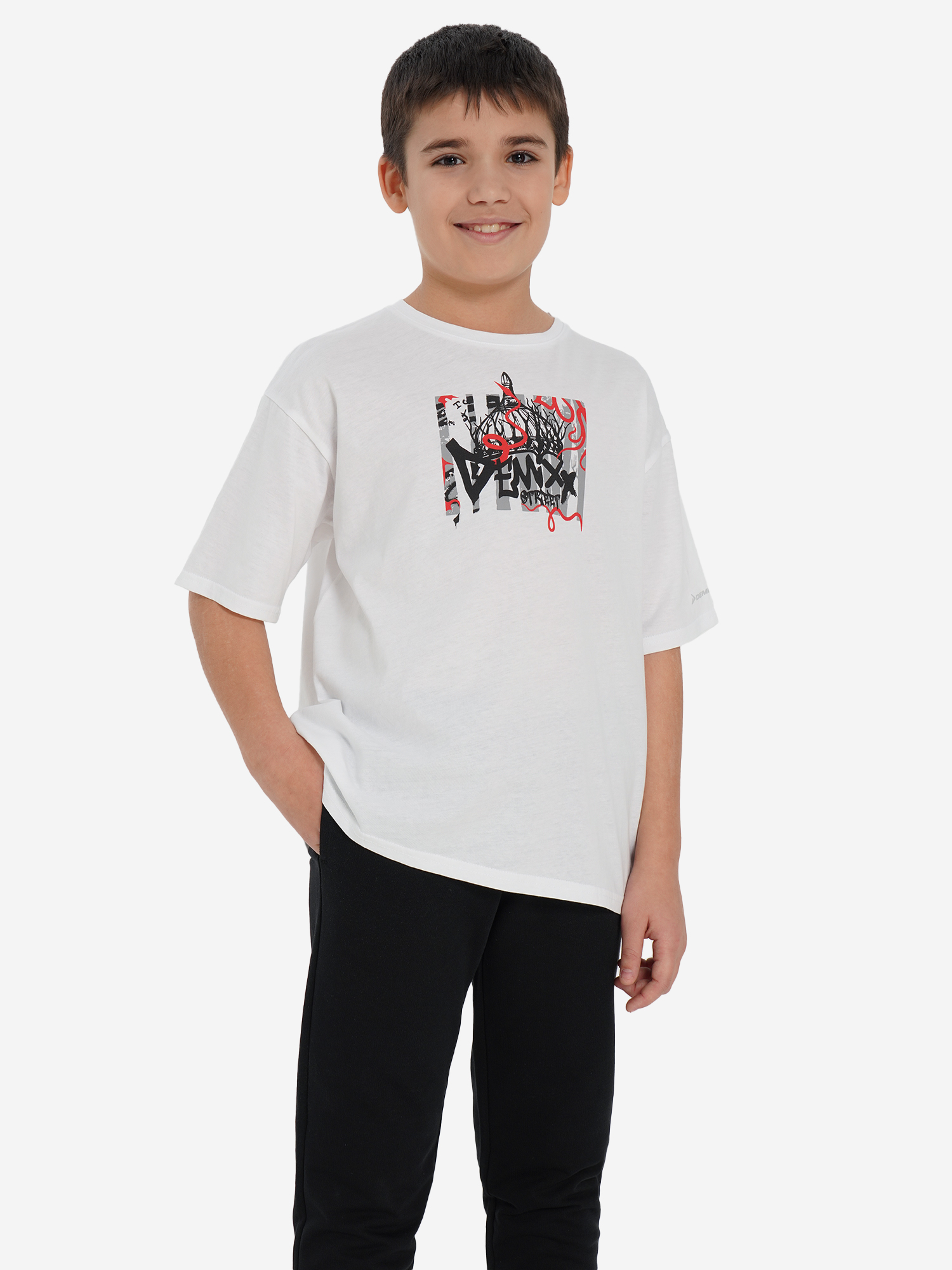 Футболка Demix оверсайз для мальчиков, белый, арт. 33268