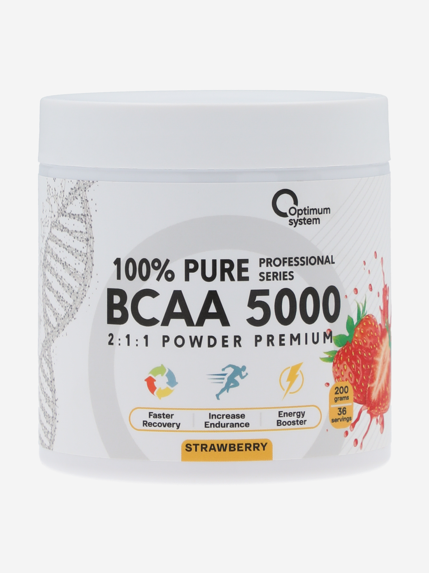 

Аминокислоты Optimum System BCAA 2:1:1 "Клубника", Белый