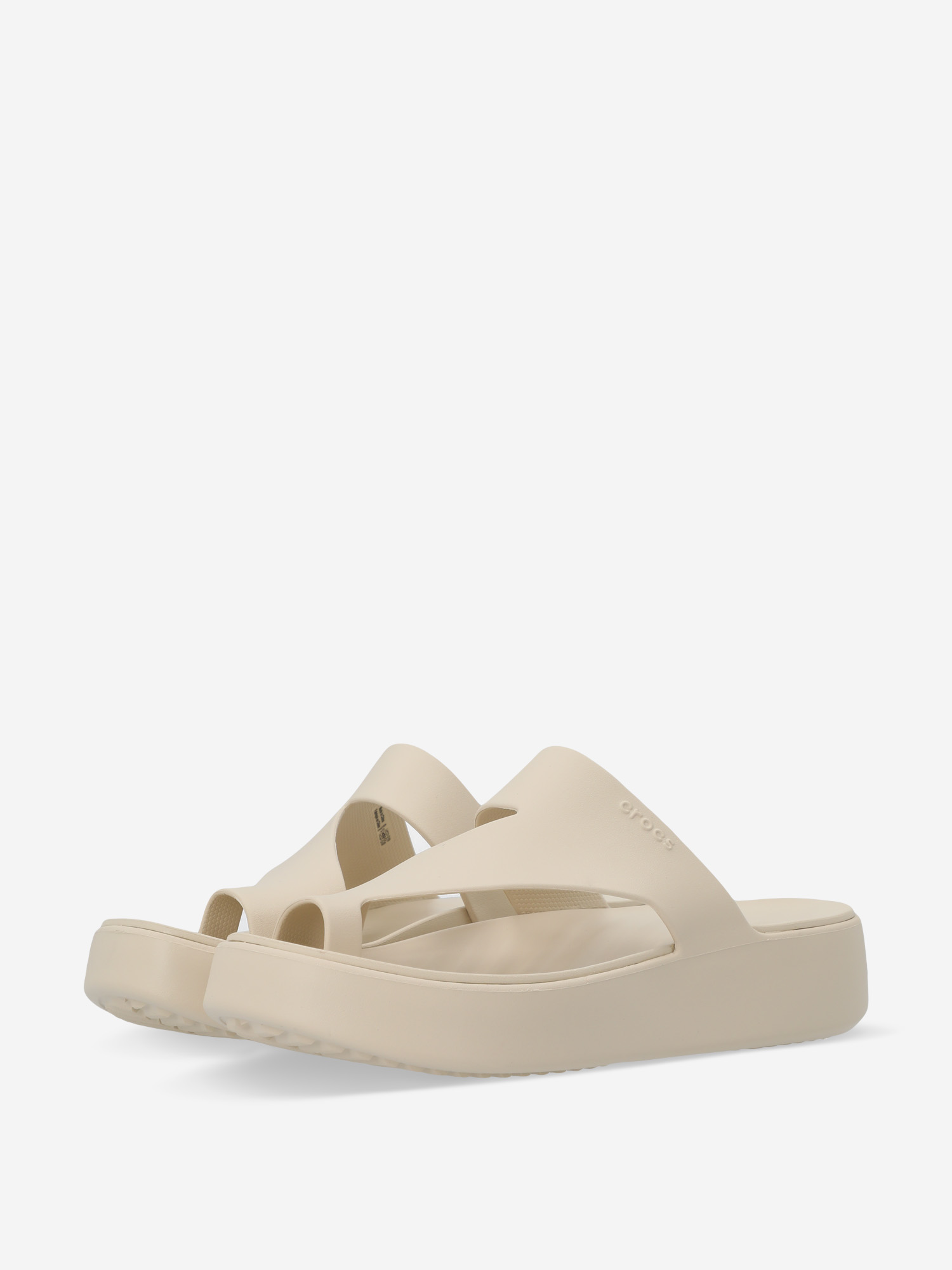фото Шлепанцы женские crocs getaway platform toe loop, бежевый