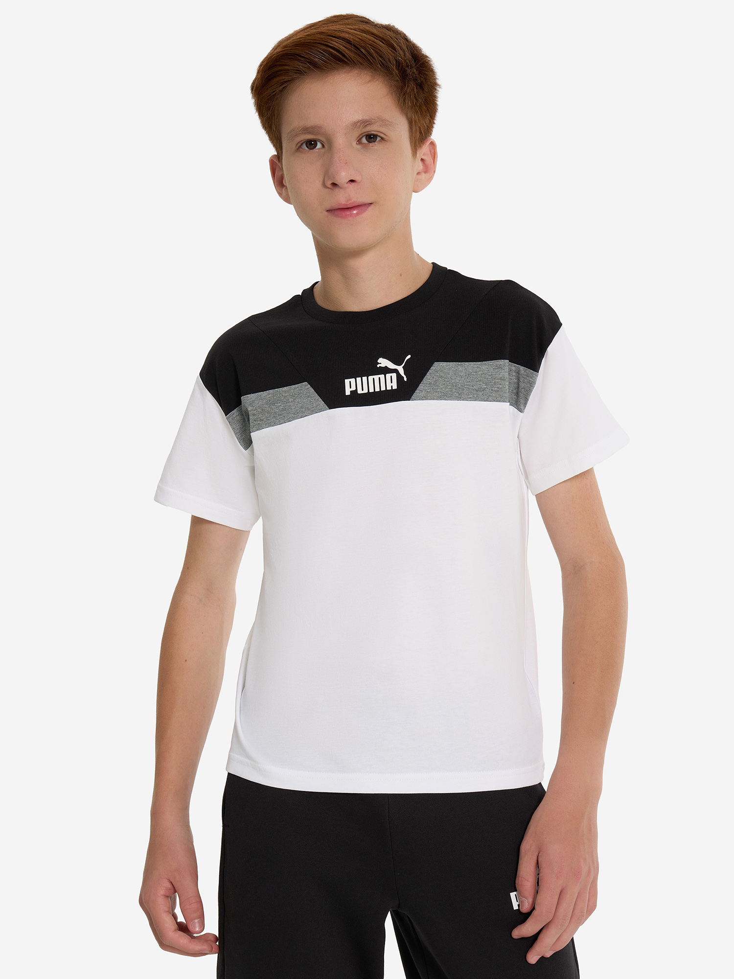 фото Футболка для мальчиков puma power colorblock, белый